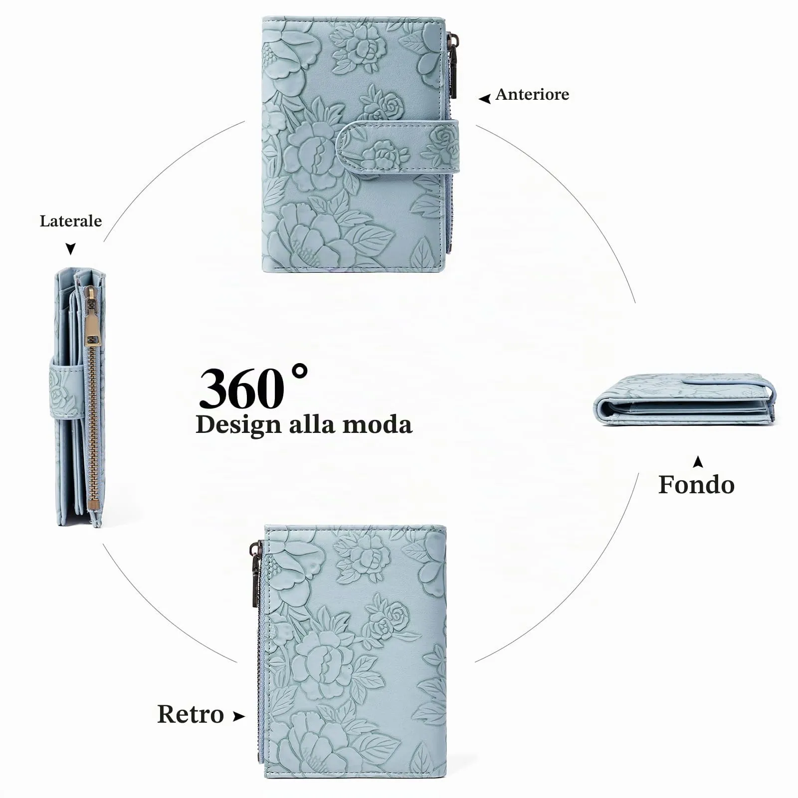 GAEKEAO Portafoglio Donna Piccolo in Pelle con Blocco RFID, Portamonete e Portacarte, Motivo Floreale - immagine 5