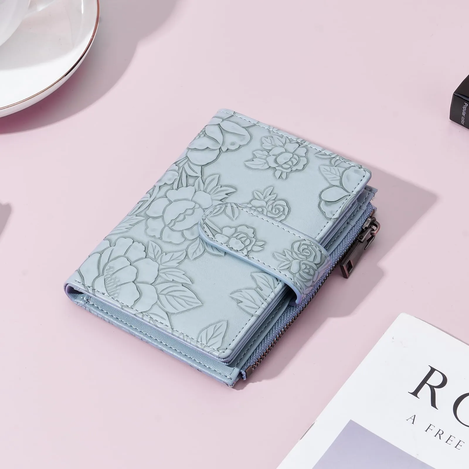 GAEKEAO Portafoglio Donna Piccolo in Pelle con Blocco RFID, Portamonete e Portacarte, Motivo Floreale - immagine 7