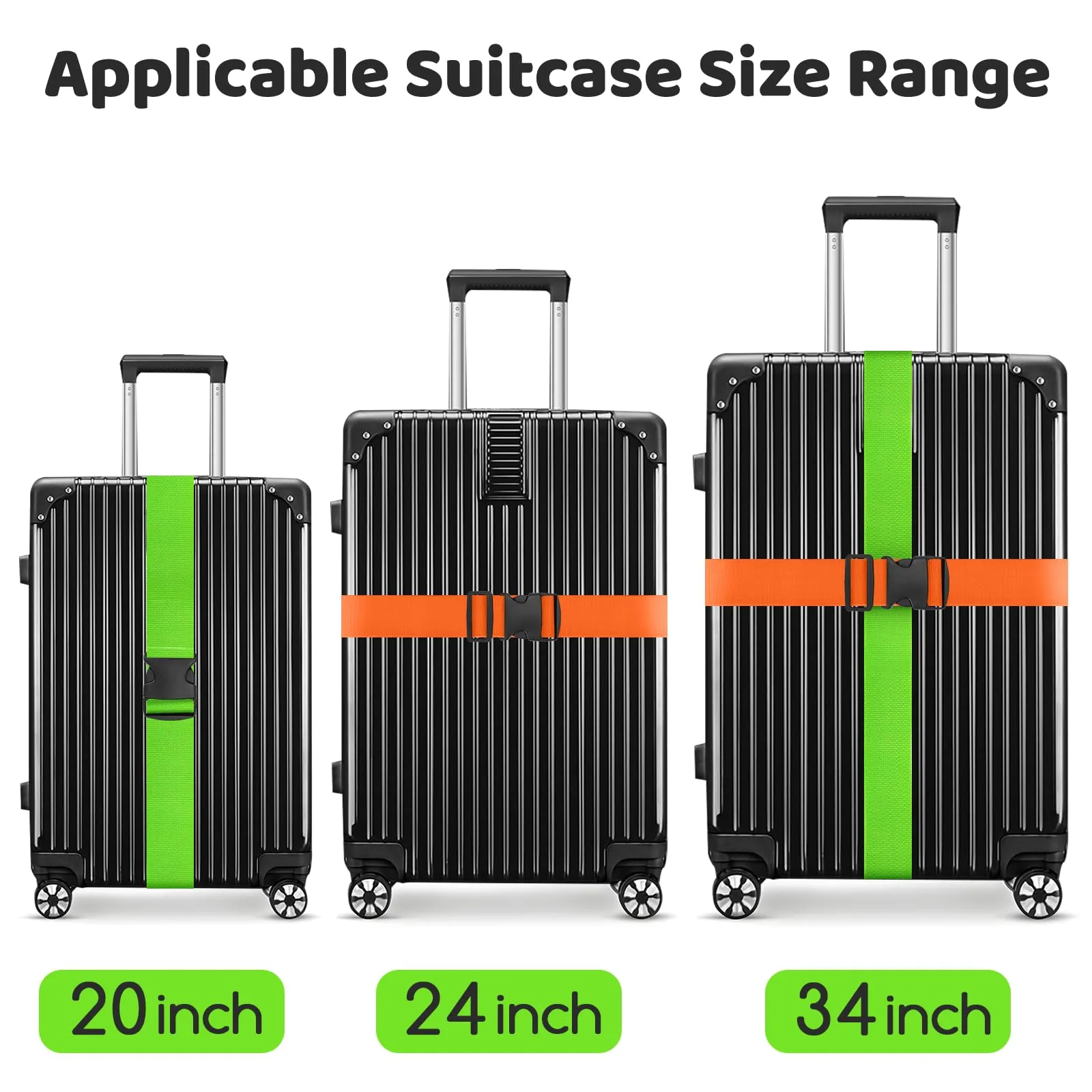 WISYOK Cinghie per bagagli regolabili, 130-250 cm, confezione da 4 - immagine 3