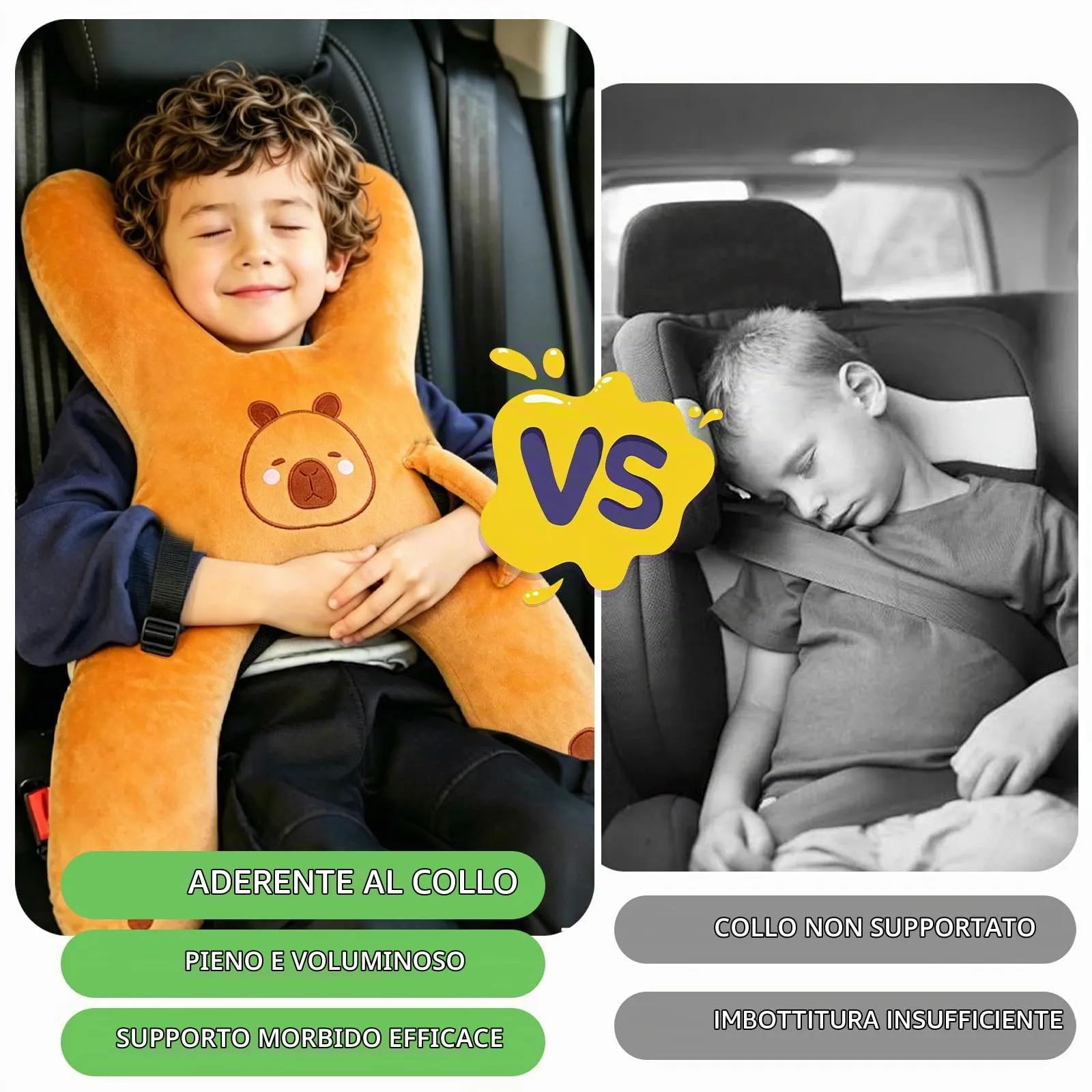 AUNGCSHE Cuscino a forma di H per auto e viaggio, marrone - immagine 5