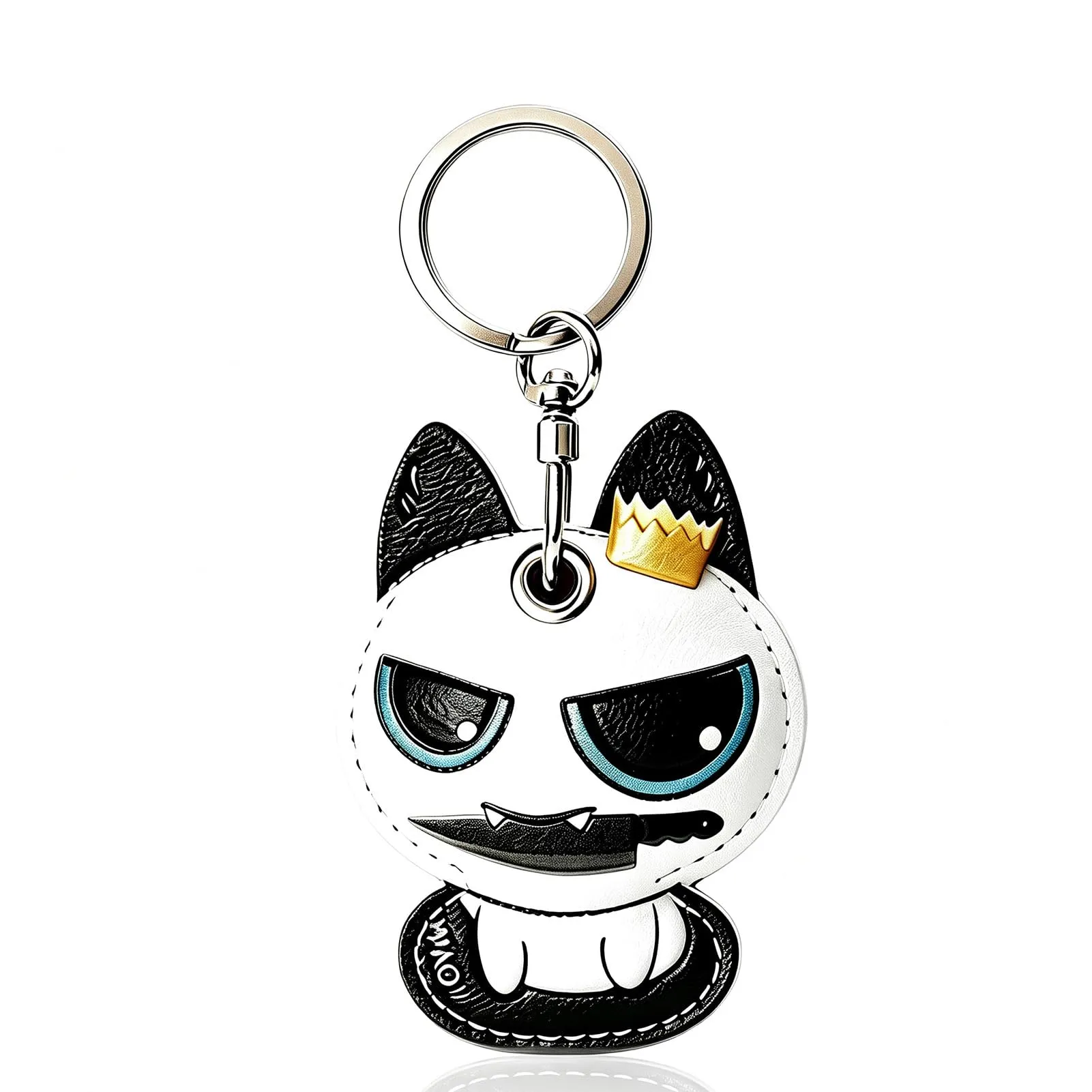 MIRPARVA Portachiavi in Pelle Sintetica PU per AirTag, Custodia Cover Gatto Bianco - immagine 1