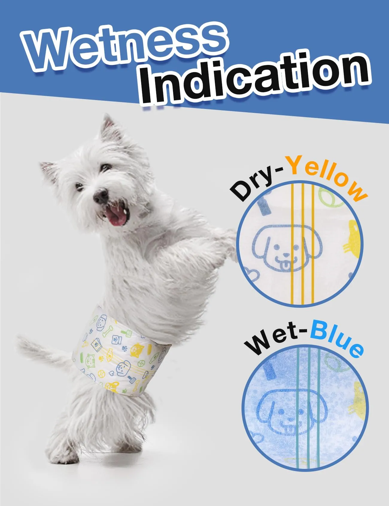 Dono Pannolini per Cani Maschi, 24 pz, con Indicatore di Bagnatura, Super Assorbenti, XS-L - immagine 6