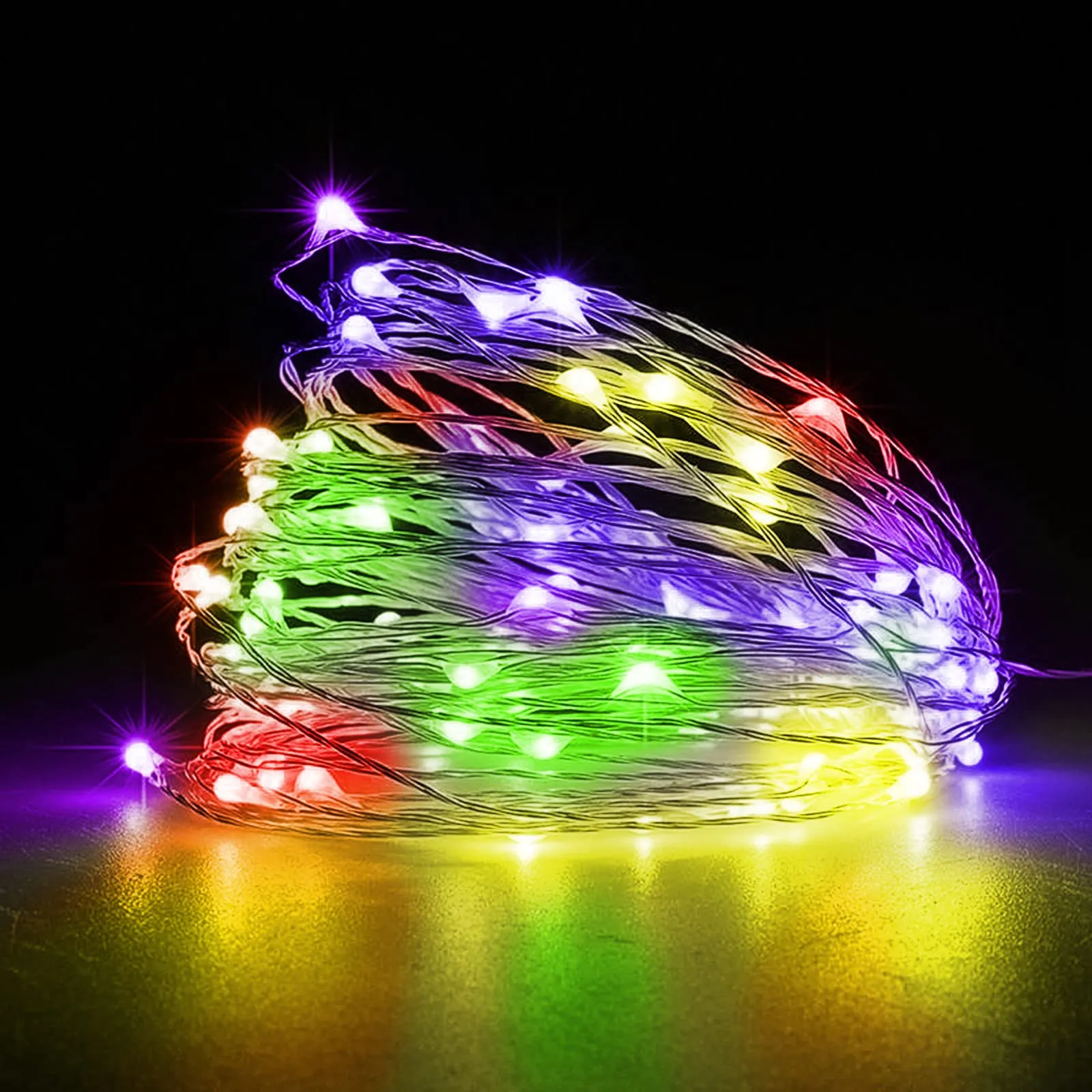 Jsdoin Lucine LED Decorative a Batteria, 5m 50 LED Filo Luci Natale, Multicolore, Confezione da 2 pezzi - immagine 1