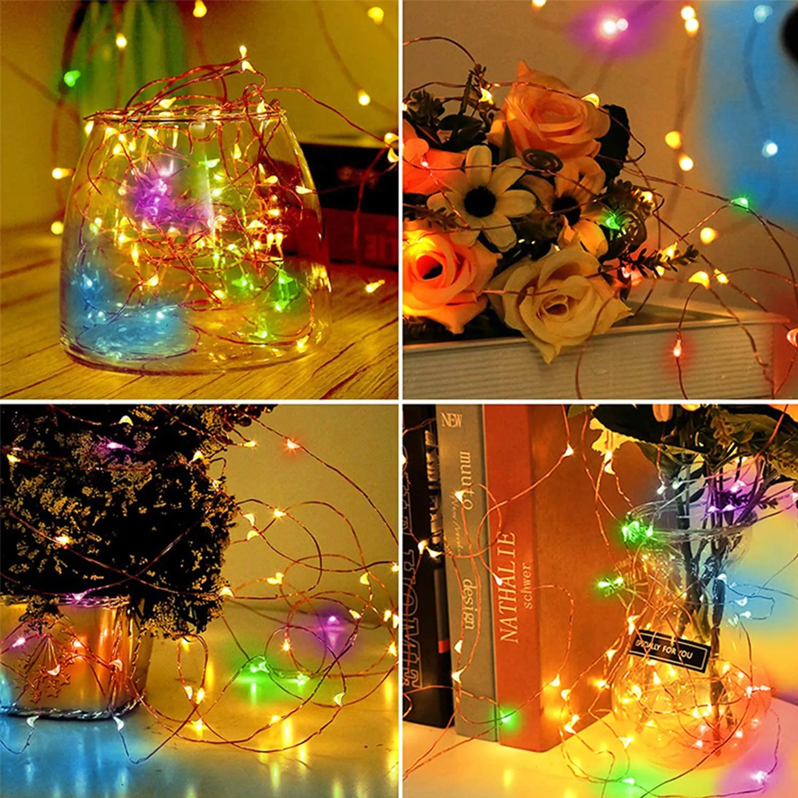 Jsdoin Lucine LED Decorative a Batteria, 5m 50 LED Filo Luci Natale, Multicolore, Confezione da 2 pezzi - immagine 7