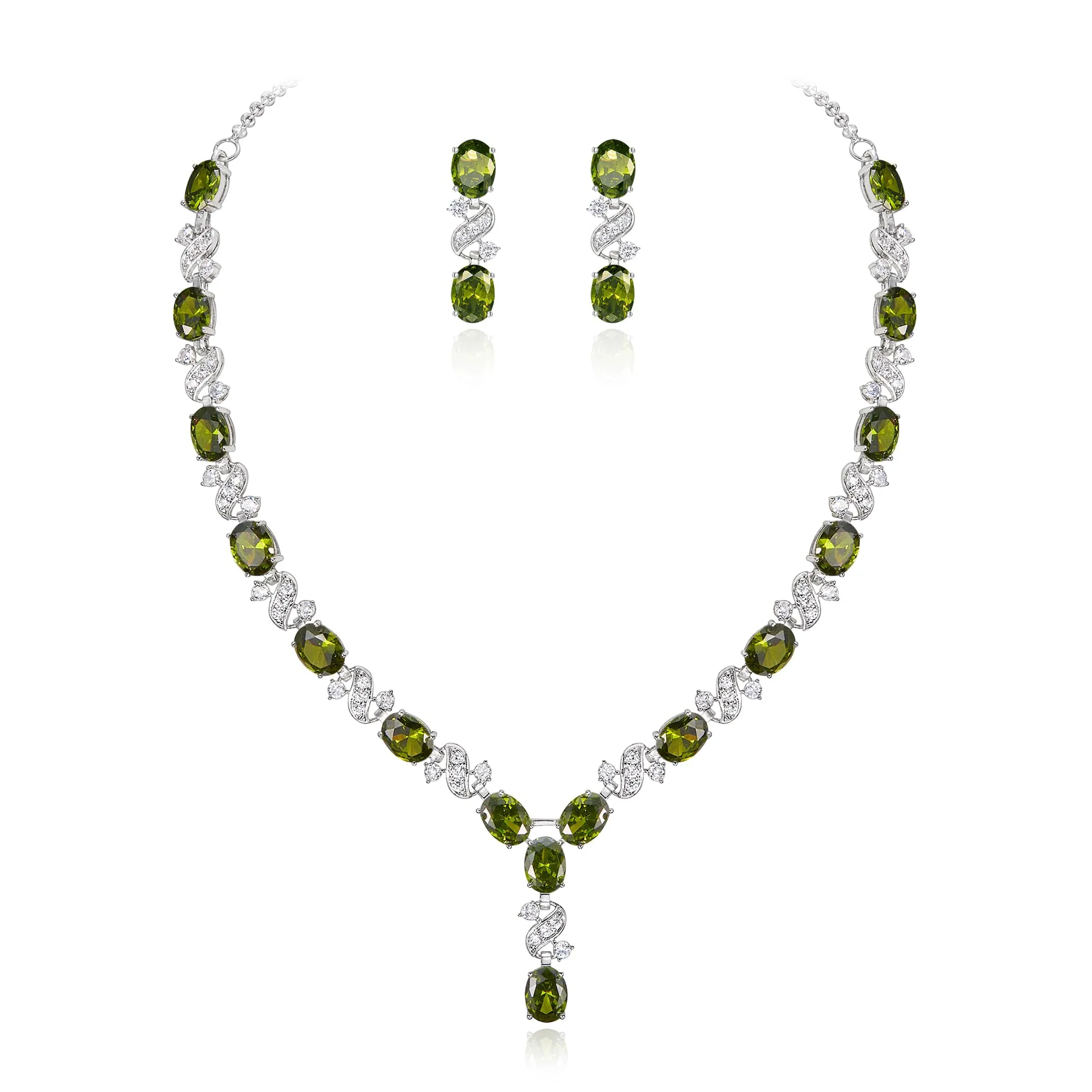 Clearine Set Collana e Orecchini a Infinito Forma-Y in Zirconia Cubica - immagine 1