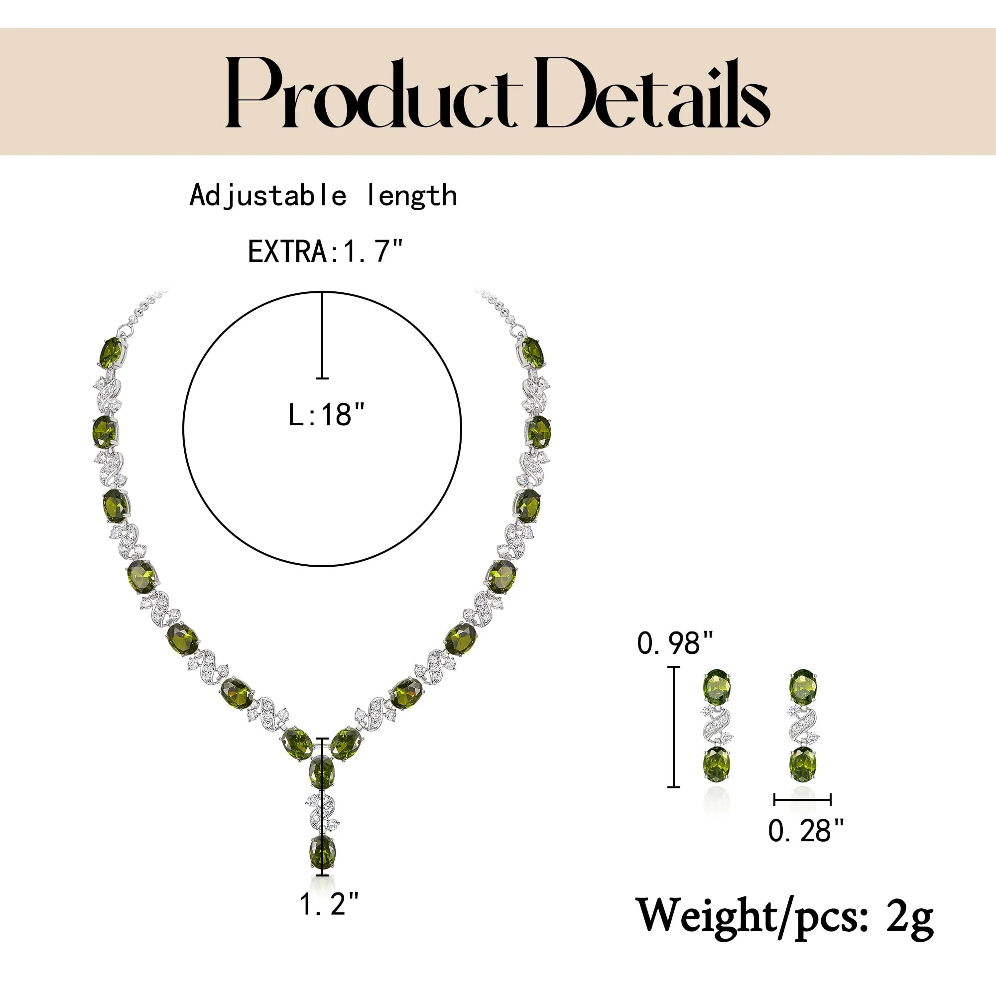 Clearine Set Collana e Orecchini a Infinito Forma-Y in Zirconia Cubica - immagine 5