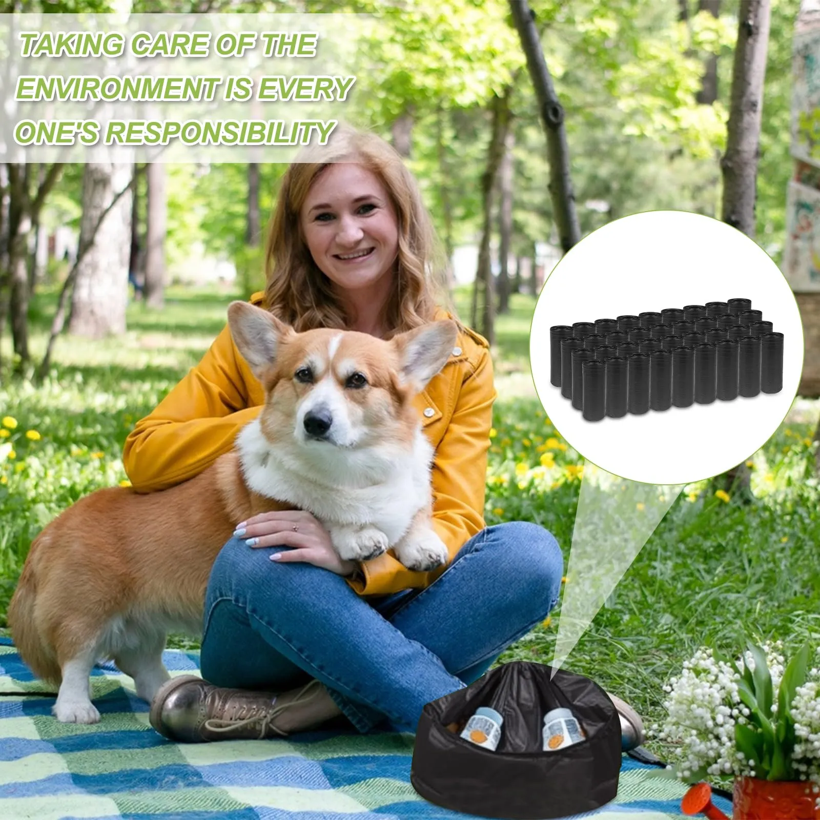 WinGluge Sacchetti per Cacca di Cane, 675 pezzi (45 Rotoli), Nero, 30x22.5cm - immagine 6
