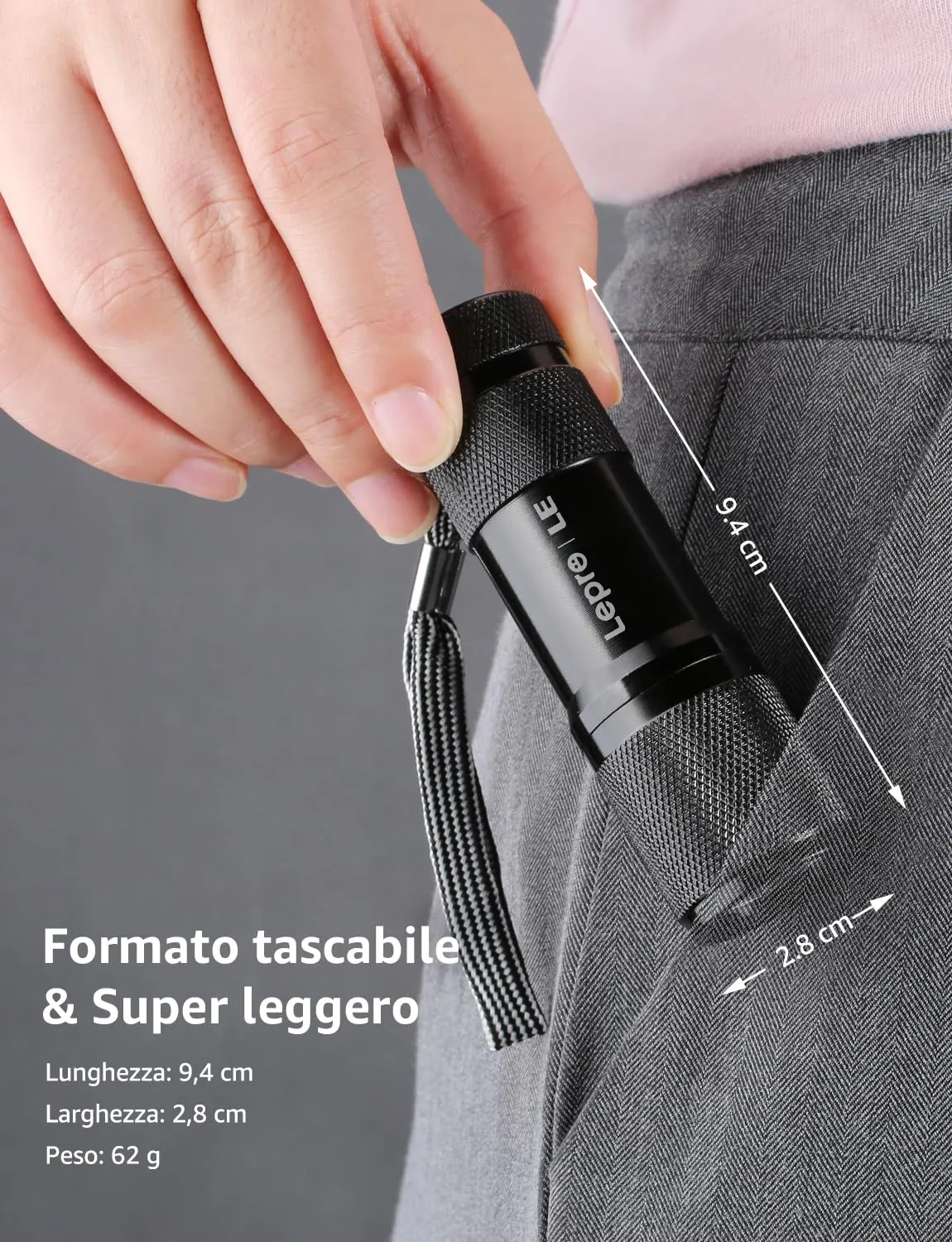 Lepro Torcia UV LED 395 nm, Lampada Ultravioletti in Metallo con 9 LED, IPX4 Impermeabile, incluse 3 Batterie AAA - immagine 5