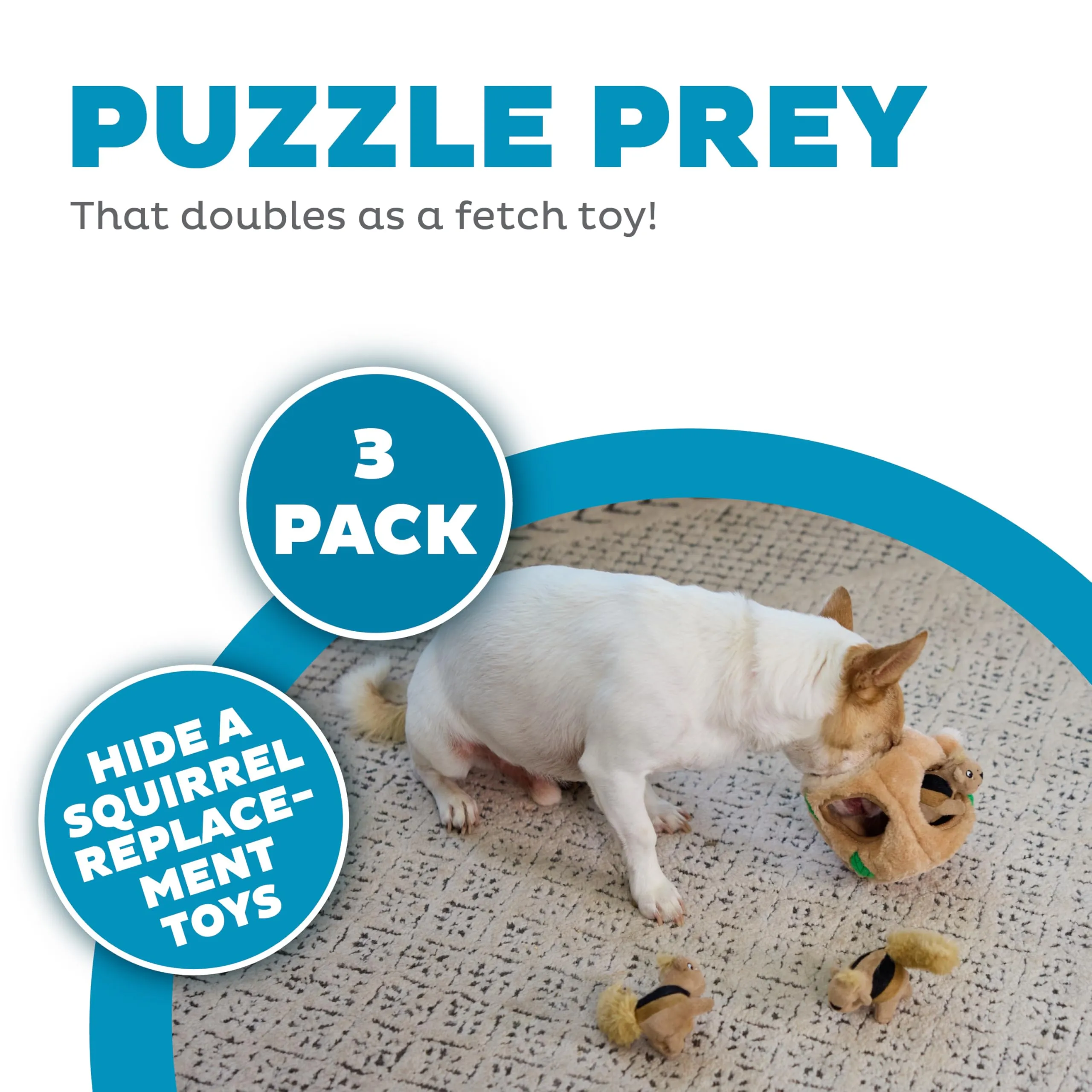 Outward Hound Squeakin' Squirrels Replacement Plush Dog Toys, 3 Pieces - immagine 2