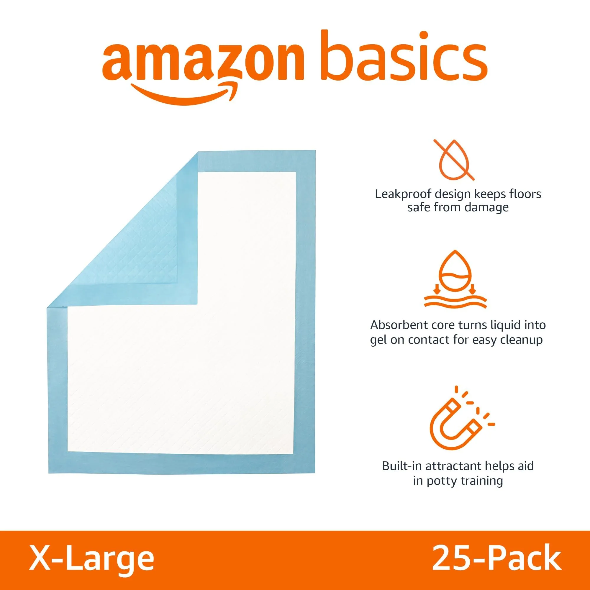 Amazon Basics Tappetini per Addestramento Cani e Cuccioli, XL, Confezione da 25, Blu e Bianco - immagine 2