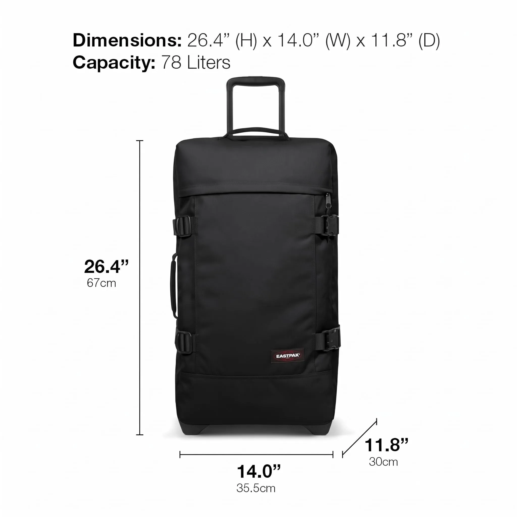 Eastpak Tranverz M Valigia Media 78L, Black - immagine 3