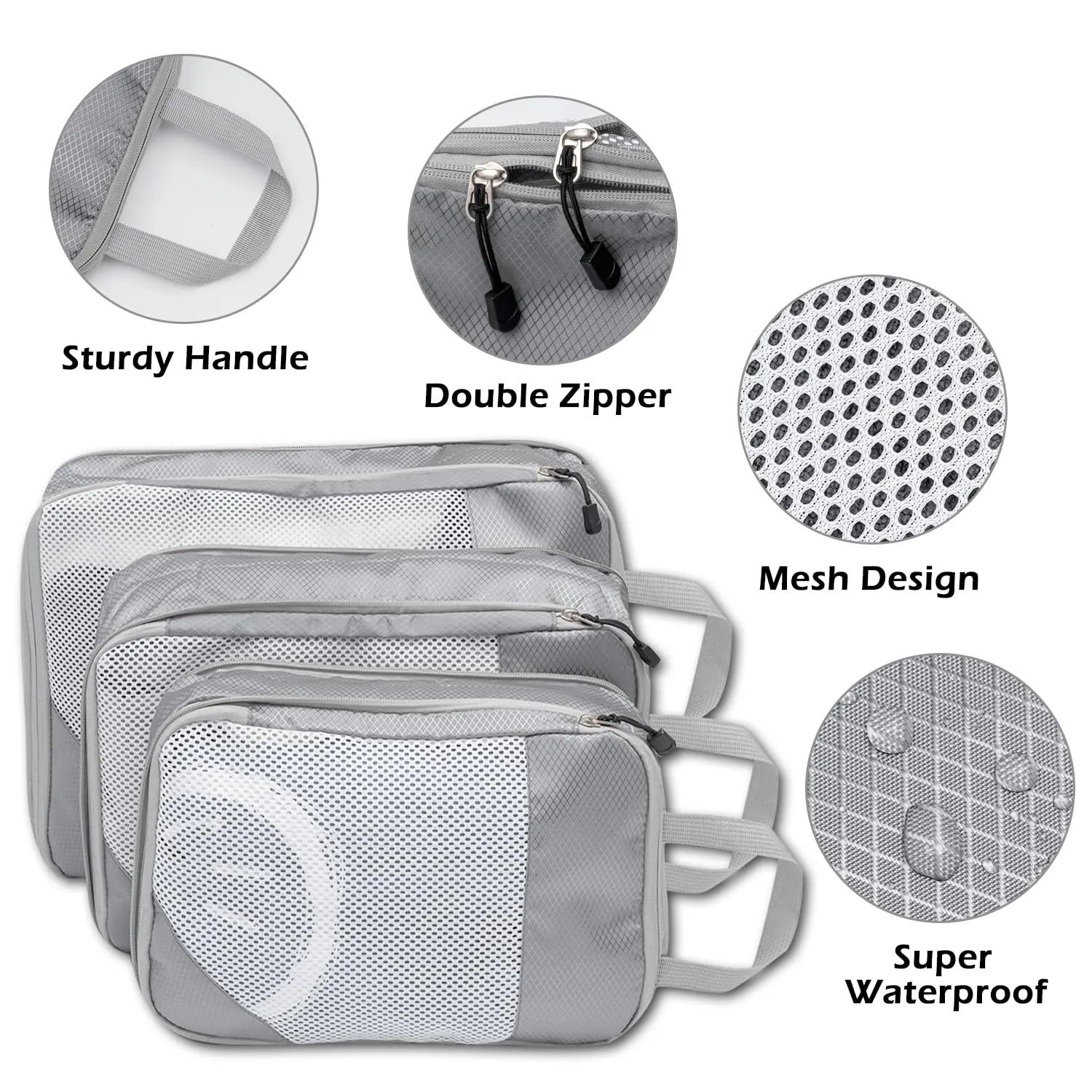 BillyBath Organizer per Valigie a Compressione Espandibili, Grigio, 3 Pezzi - immagine 2