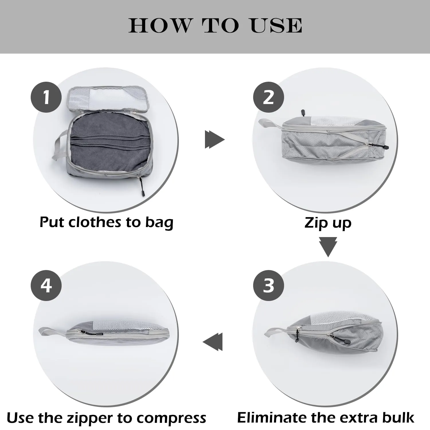 BillyBath Organizer per Valigie a Compressione Espandibili, Grigio, 3 Pezzi - immagine 5