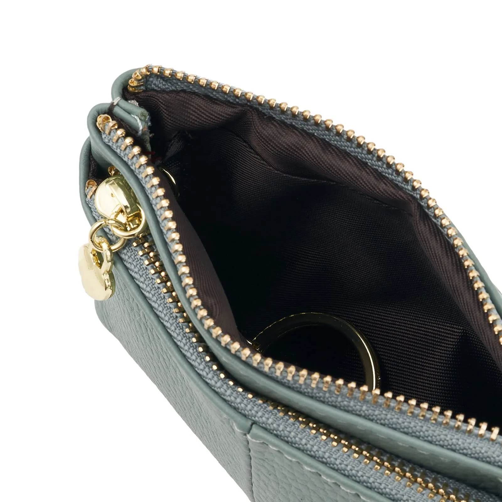 ZOUIQSS Portamonete in vera pelle con portachiavi, Blu - immagine 5