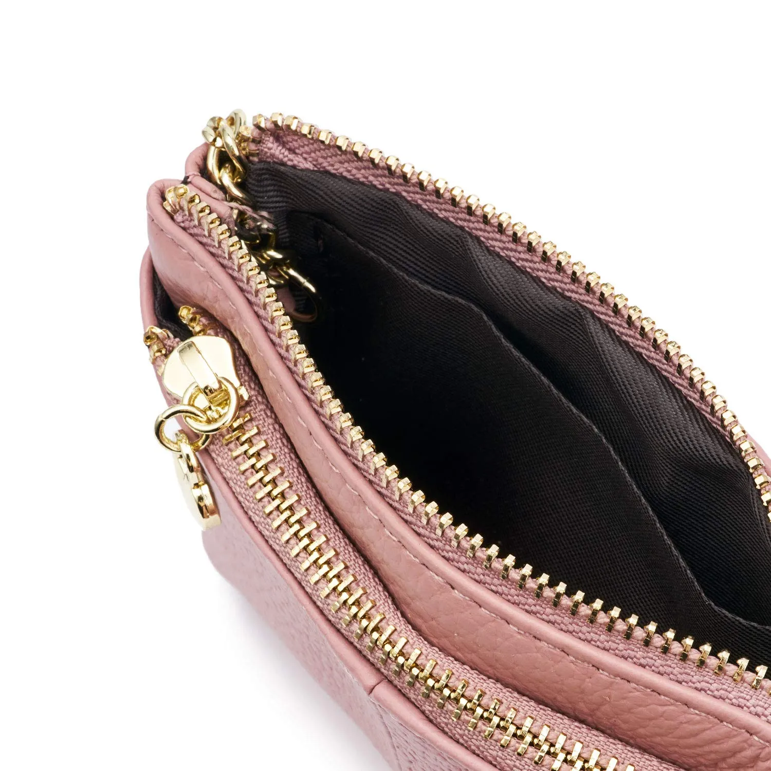 ZOUIQSS Portamonete in Vera Pelle con Portachiavi, Rosa - immagine 5