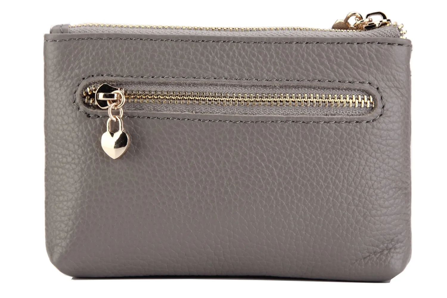 ZOUIQSS Portamonete in Vera Pelle con Portachiavi, Grigio - immagine 3