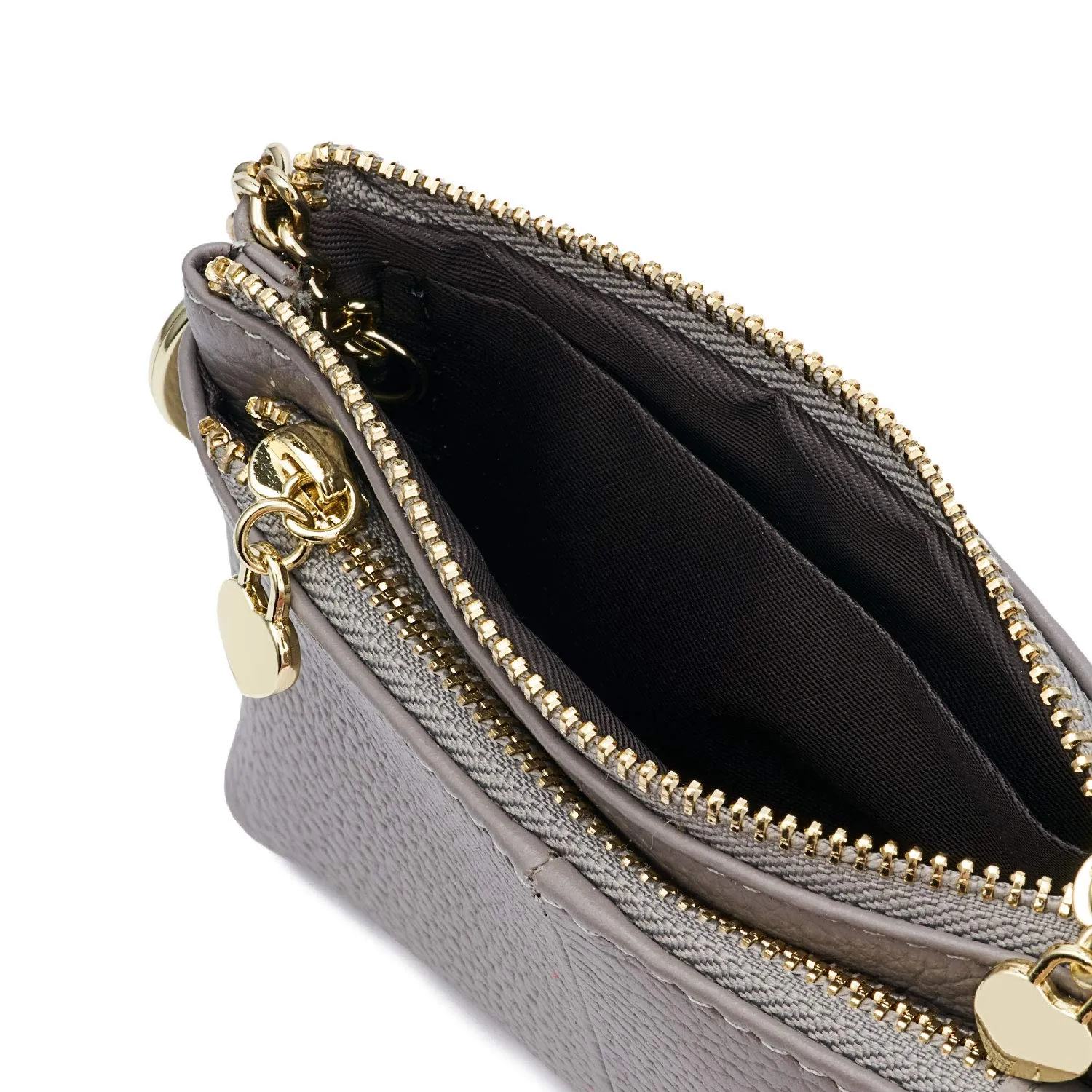 ZOUIQSS Portamonete in Vera Pelle con Portachiavi, Grigio - immagine 5