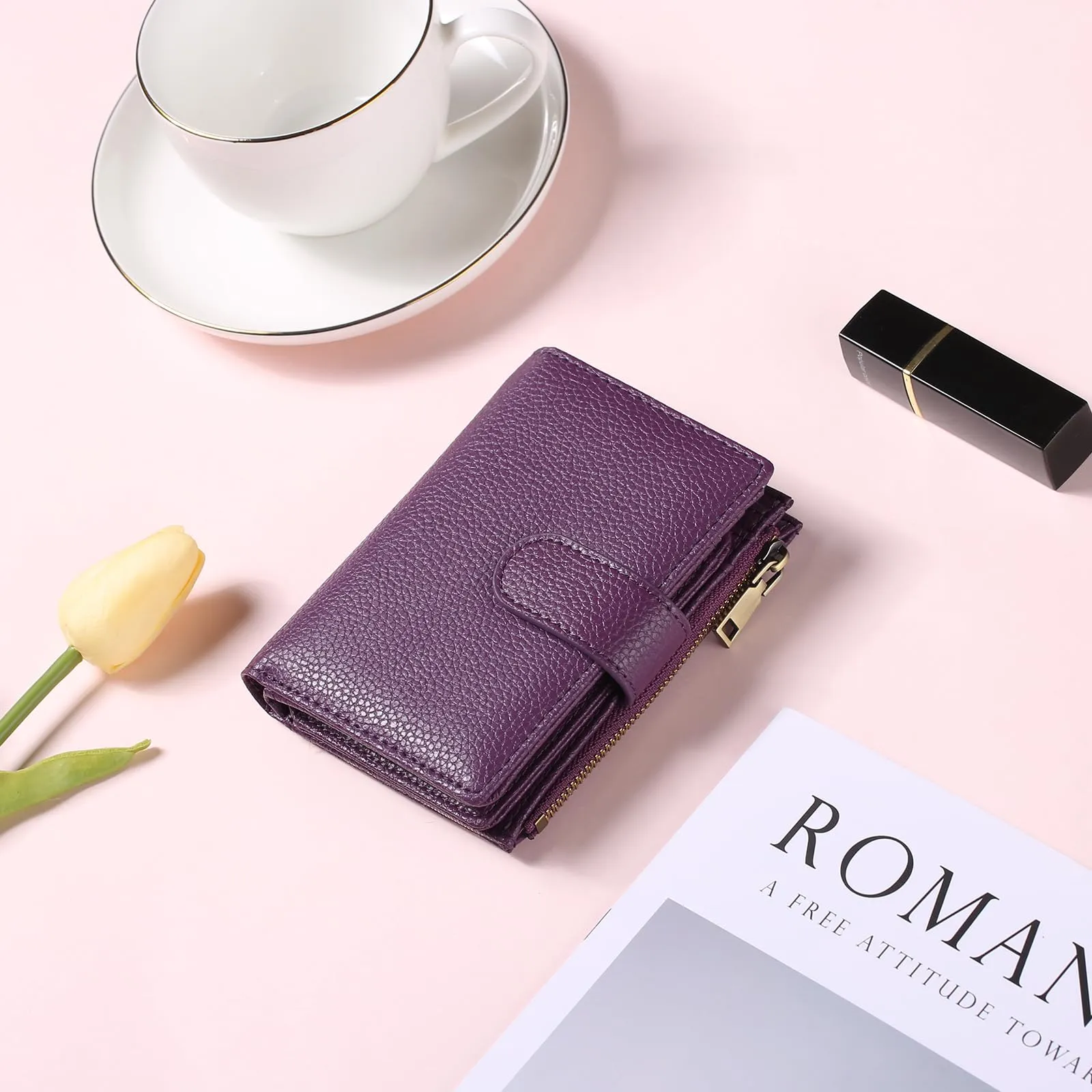 GAEKEAO Portafoglio Donna Piccolo con Protezione RFID e Portamonete a Cerniera - immagine 7