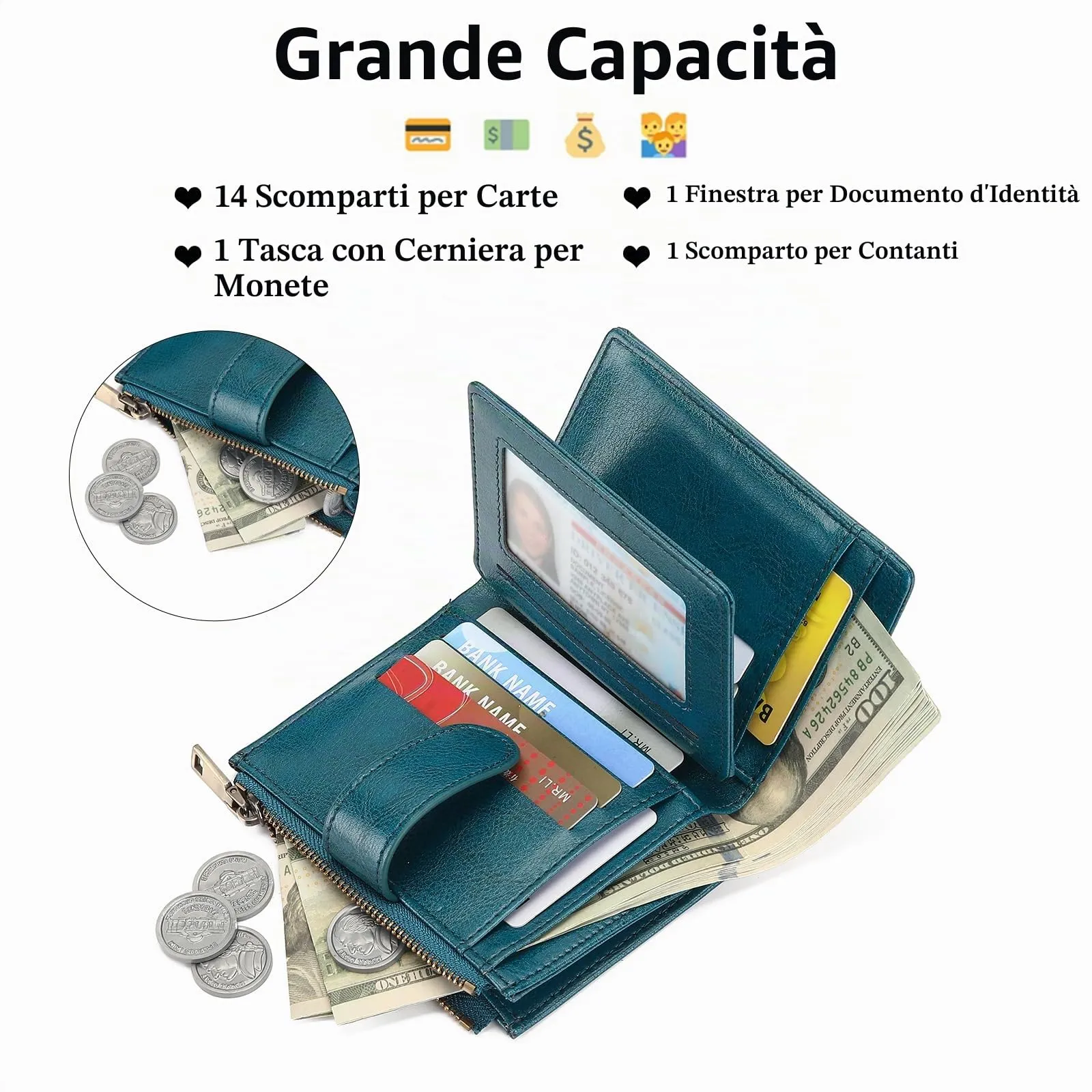GAEKEAO Portafoglio Donna Piccolo con Protezione RFID e Cerniera - immagine 3