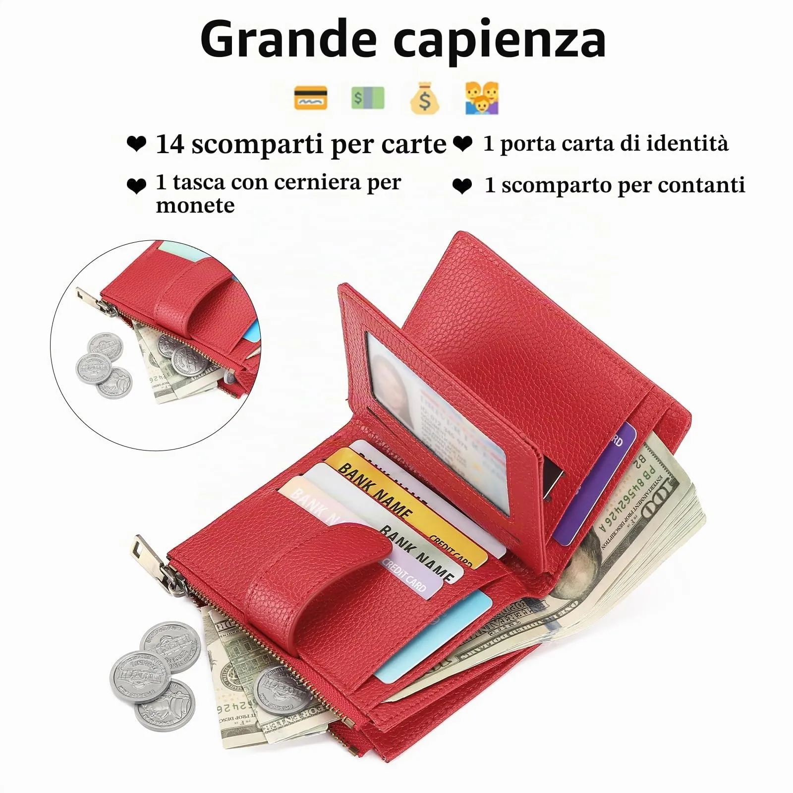 GAEKEAO Portafoglio Donna Piccolo con Protezione RFID e Cerniera - immagine 3
