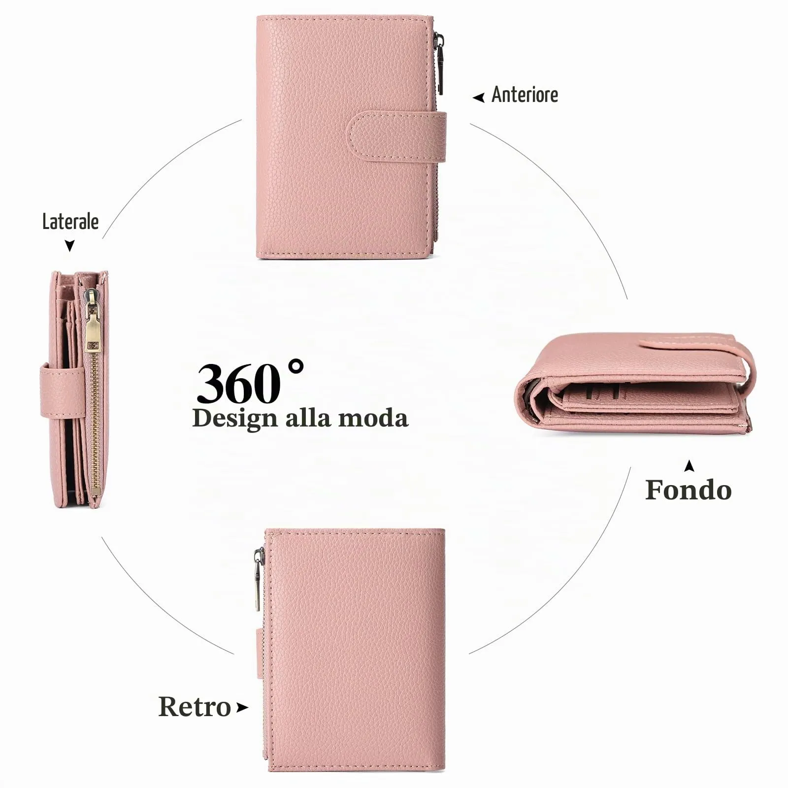 GAEKEAO Portafoglio Donna Piccolo in Pelle PU con Protezione RFID e Cerniera - immagine 5