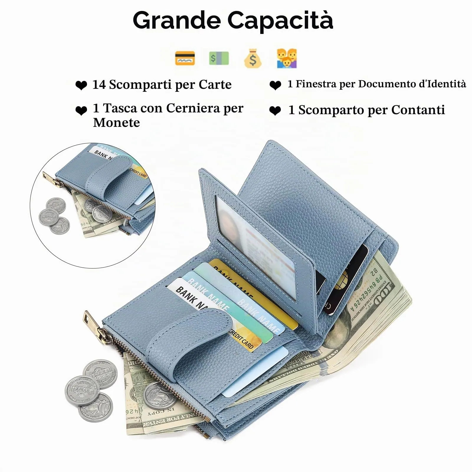 GAEKEAO Portafoglio Donna Piccolo con Protezione RFID e Cerniera - immagine 3