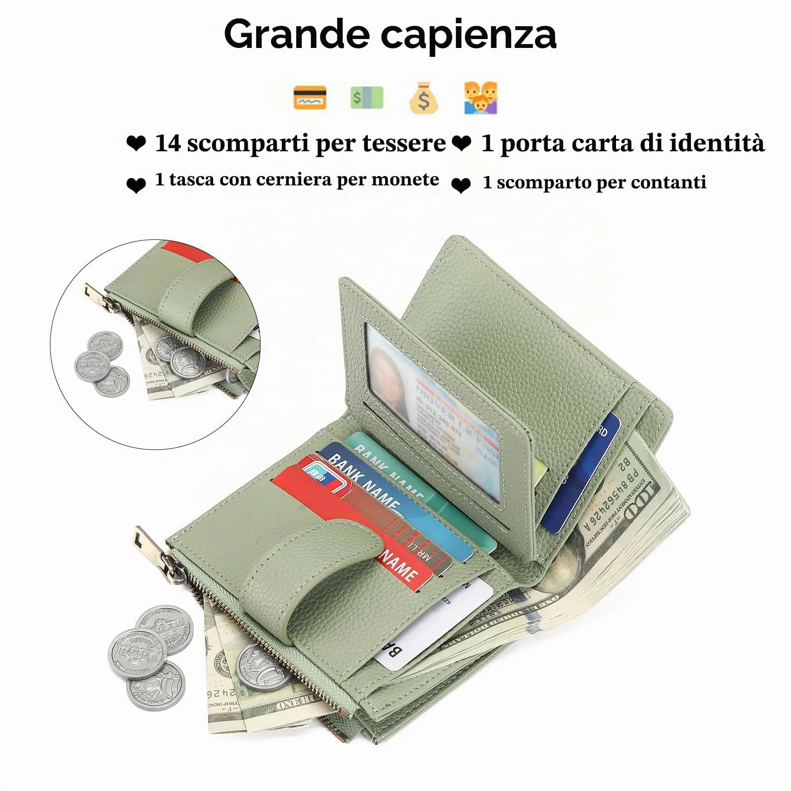 GAEKEAO Portafoglio Donna Piccolo con Protezione RFID e Cerniera - immagine 3