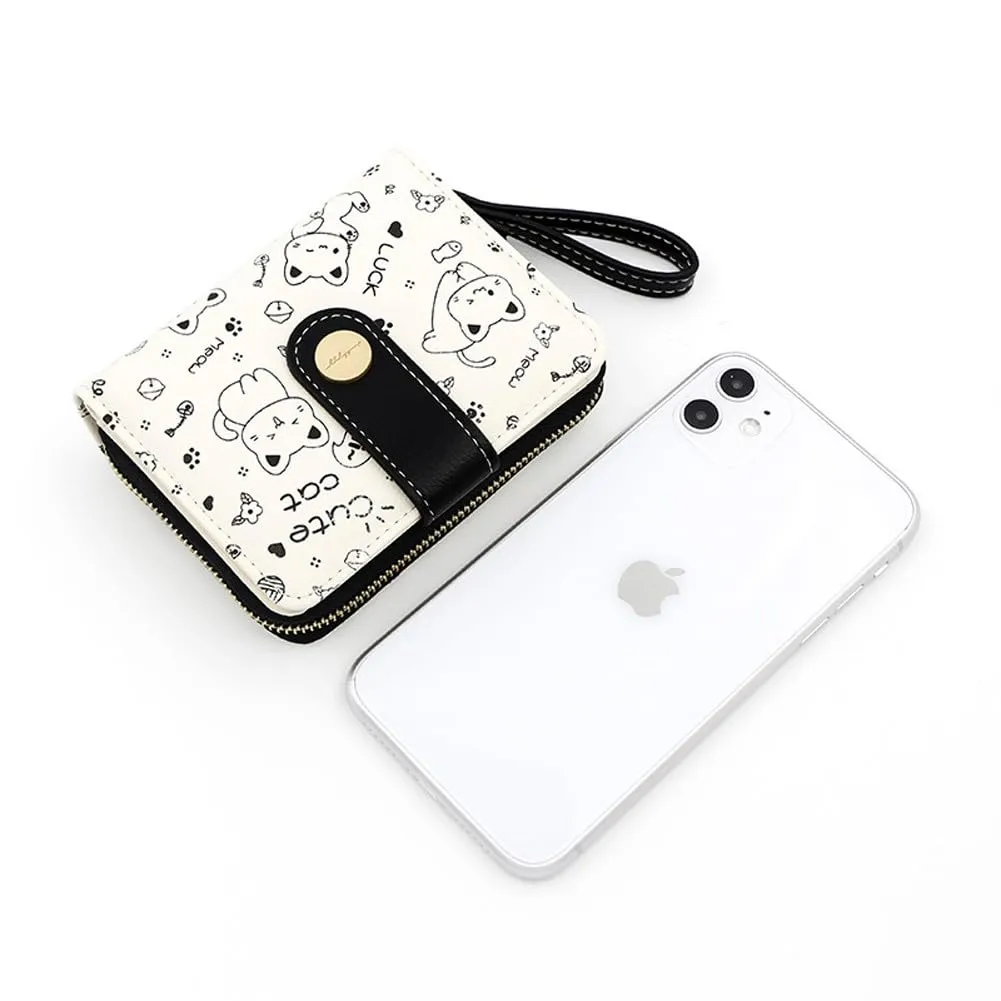 Oyccen Portafoglio Piccolo Donna in Pelle PU con Design Gatto Portamonete e Portacarte - immagine 7