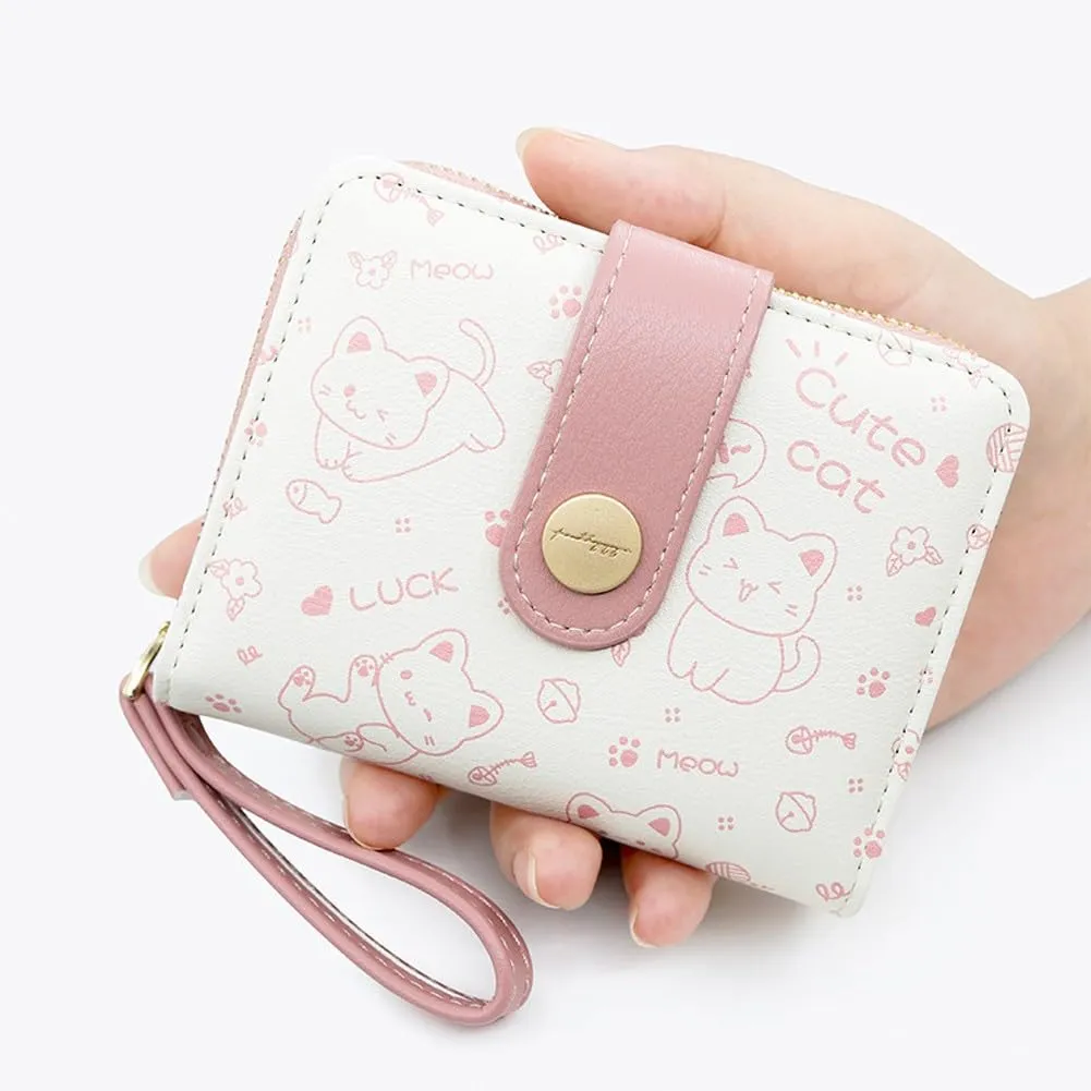 Oyccen Portafoglio Piccolo Donna in Pelle PU con Design Gatto e Portacarte - immagine 4