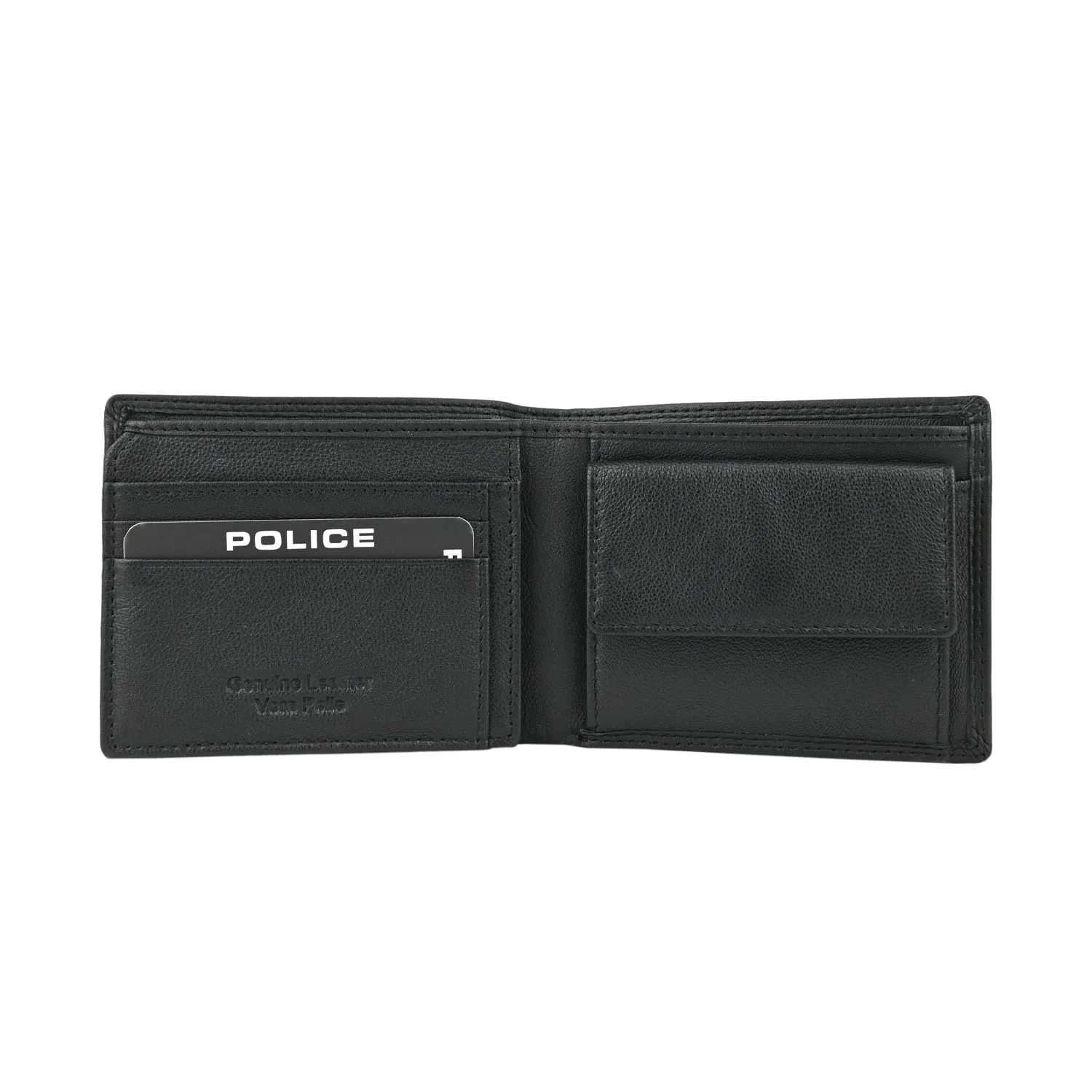 Police Portafoglio Uomo Bifold in Vera Pelle Nero con Portamonete RFID - immagine 2