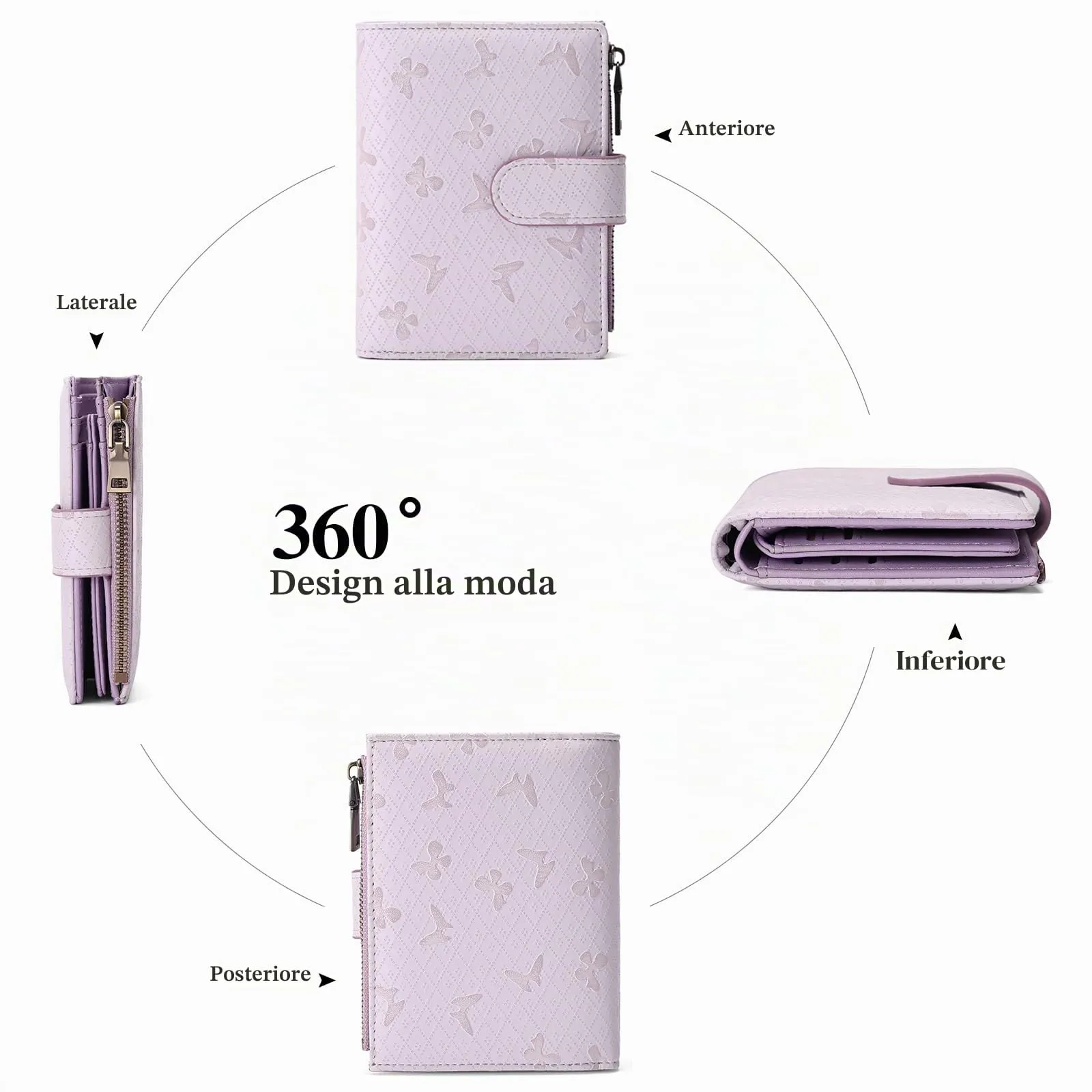 GAEKEAO Portafoglio Donna Piccolo in Pelle Sintetica con Protezione RFID e Cerniera - immagine 4