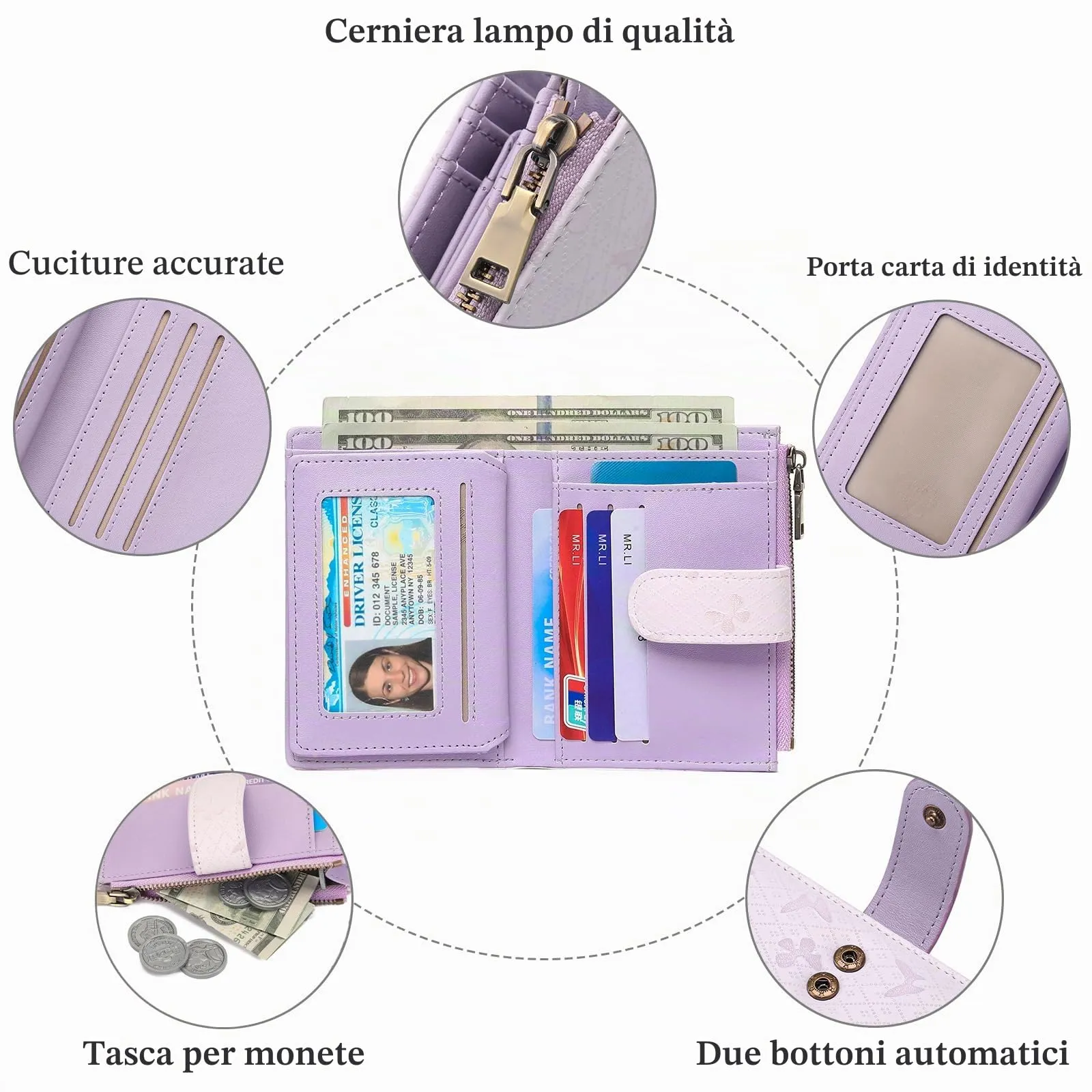 GAEKEAO Portafoglio Donna Piccolo in Pelle Sintetica con Protezione RFID e Cerniera - immagine 5