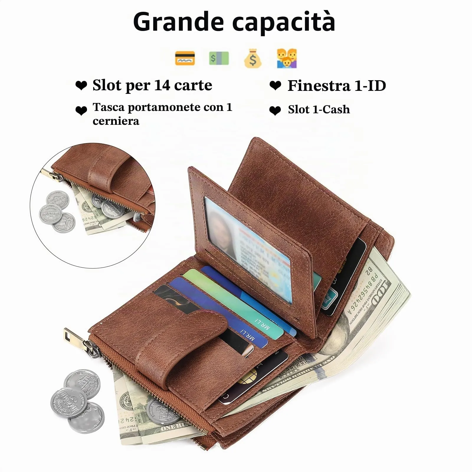 GAEKEAO Portafoglio Donna Piccolo con Protezione RFID e Cerniera - immagine 2