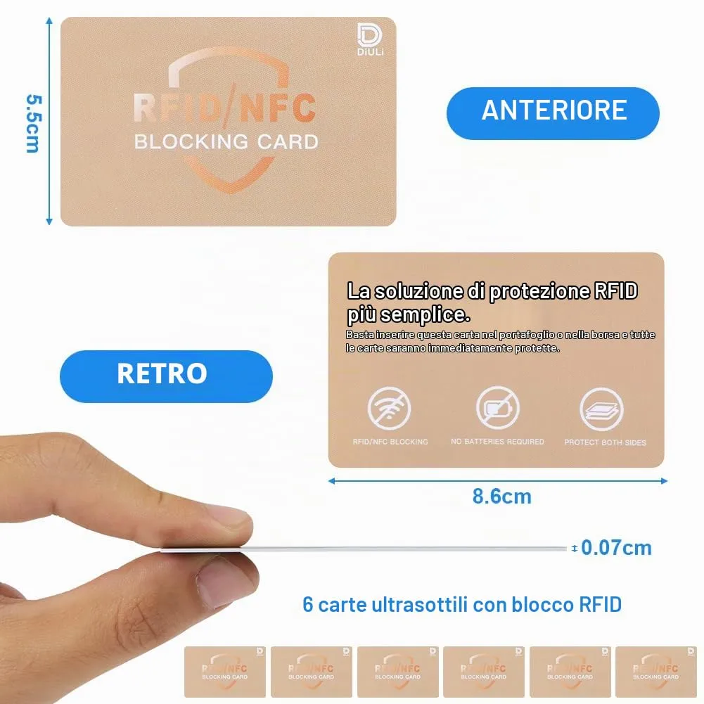 DiULi Supporto Carte RFID, 6 Pezzi Custodie Blocco RFID Ultra Sottile - immagine 2
