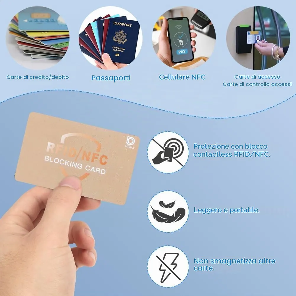 DiULi Supporto Carte RFID, 6 Pezzi Custodie Blocco RFID Ultra Sottile - immagine 5