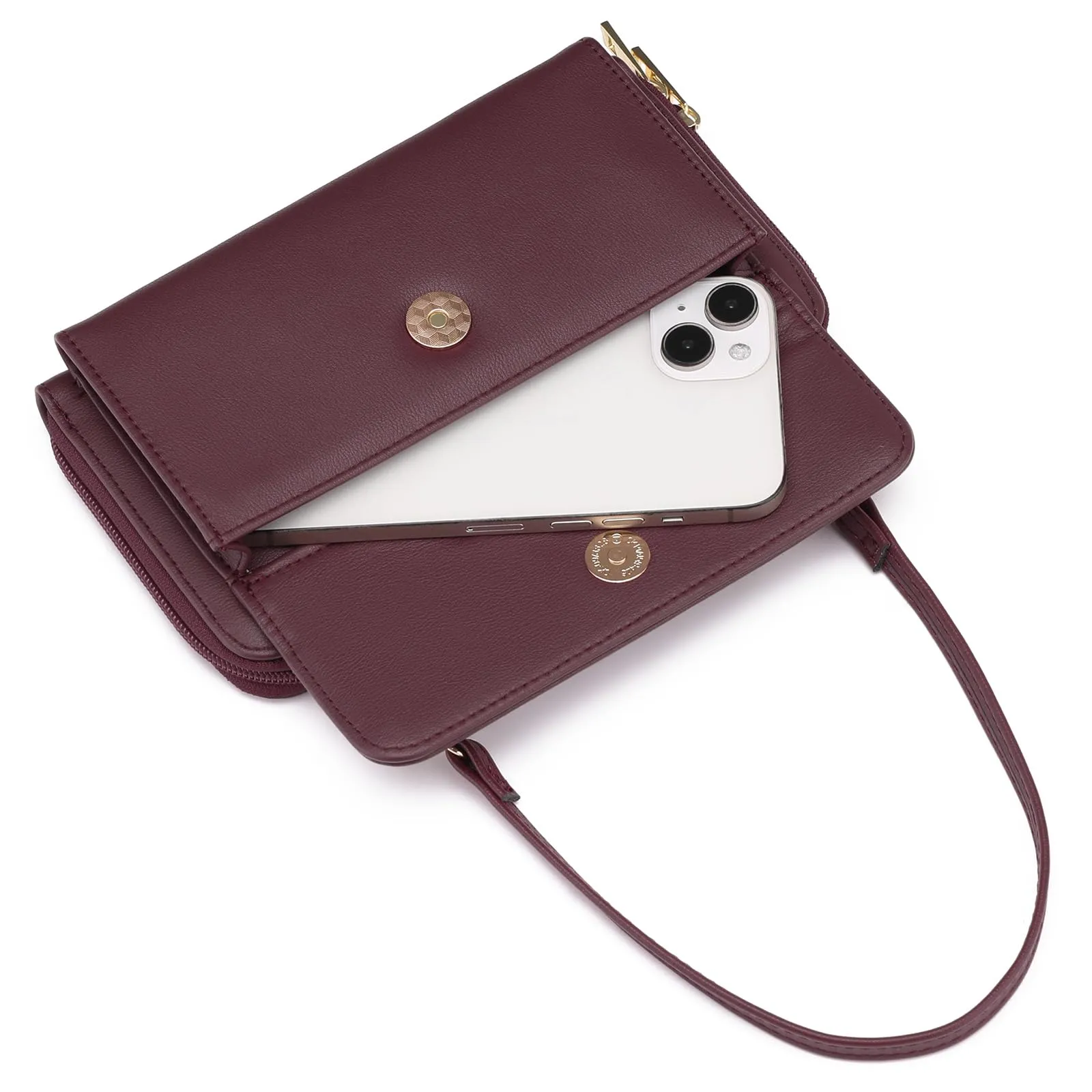 GOIACII Borsa a tracolla da donna per cellulare con scomparti per carte e cinghie regolabili, B03-rosso - immagine 7