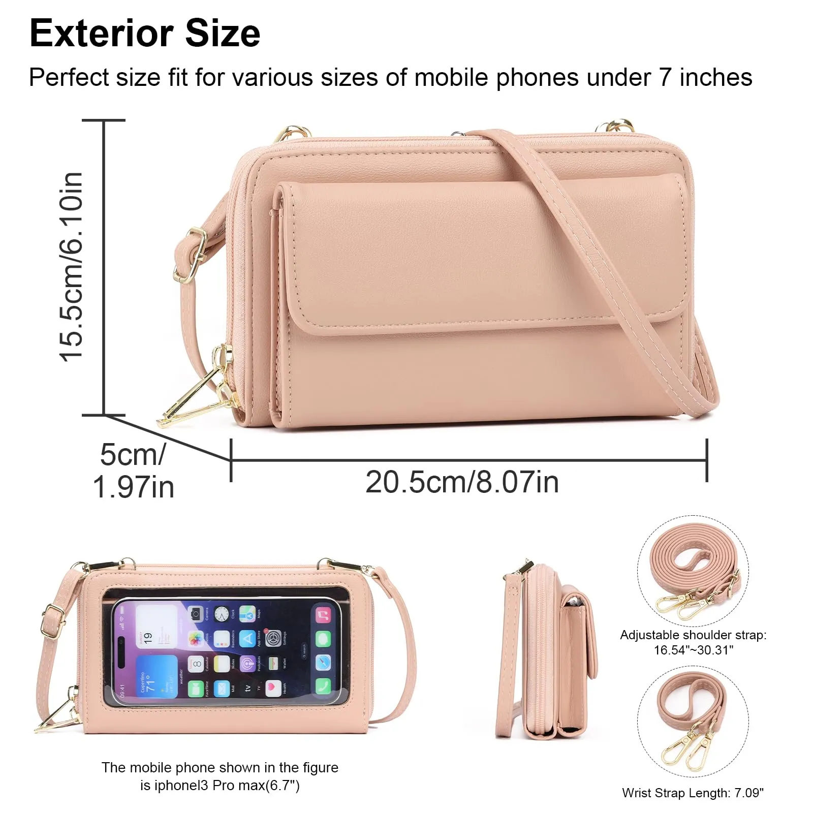 GOIACII Borsa a tracolla da donna per cellulare con scomparti per carte di credito e cinghie regolabili, B02-rosso - immagine 4
