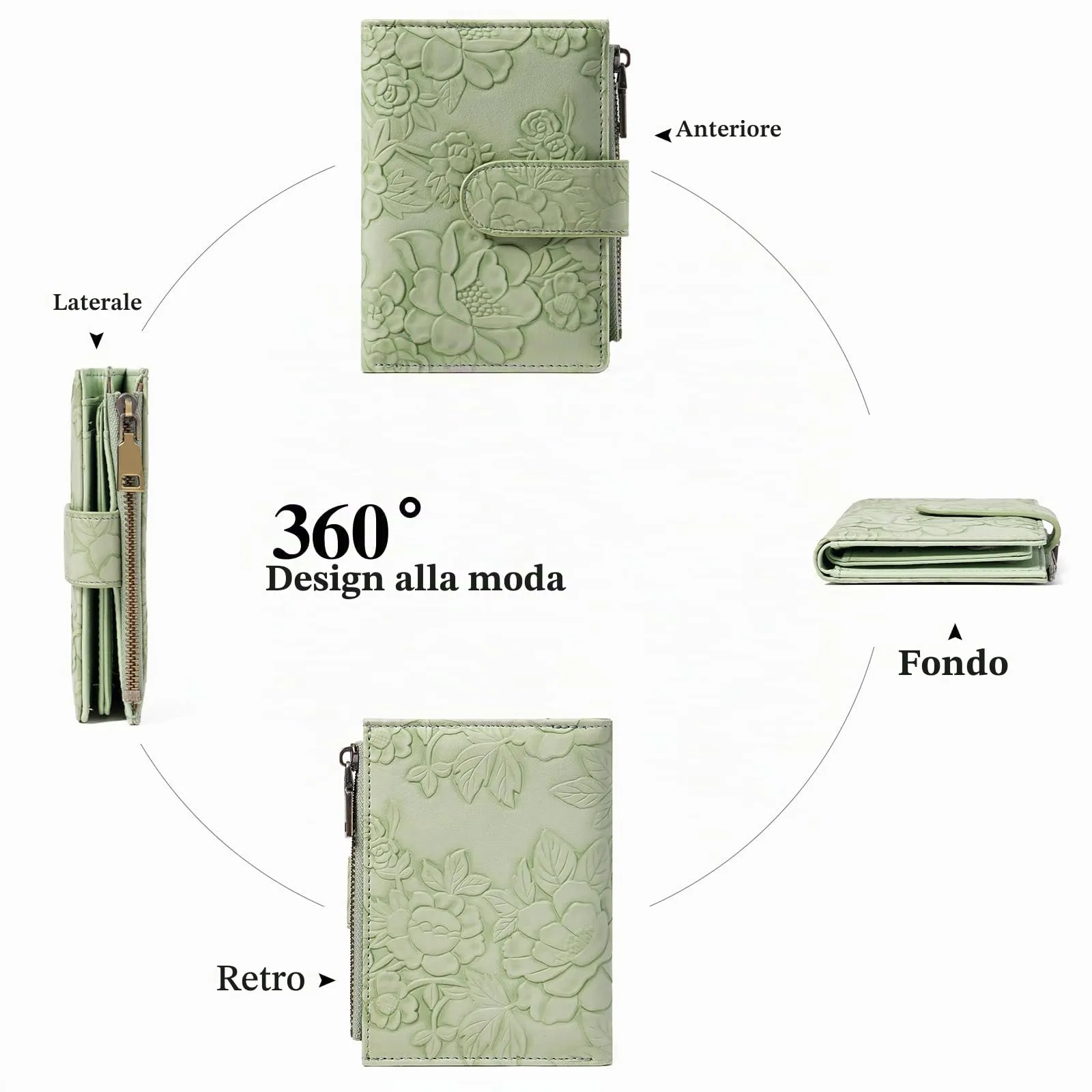GAEKEAO Portafoglio Donna Piccolo in Pelle con Blocco RFID, Portamonete con Tasca con Cerniera e Scomparti per Carte - immagine 5