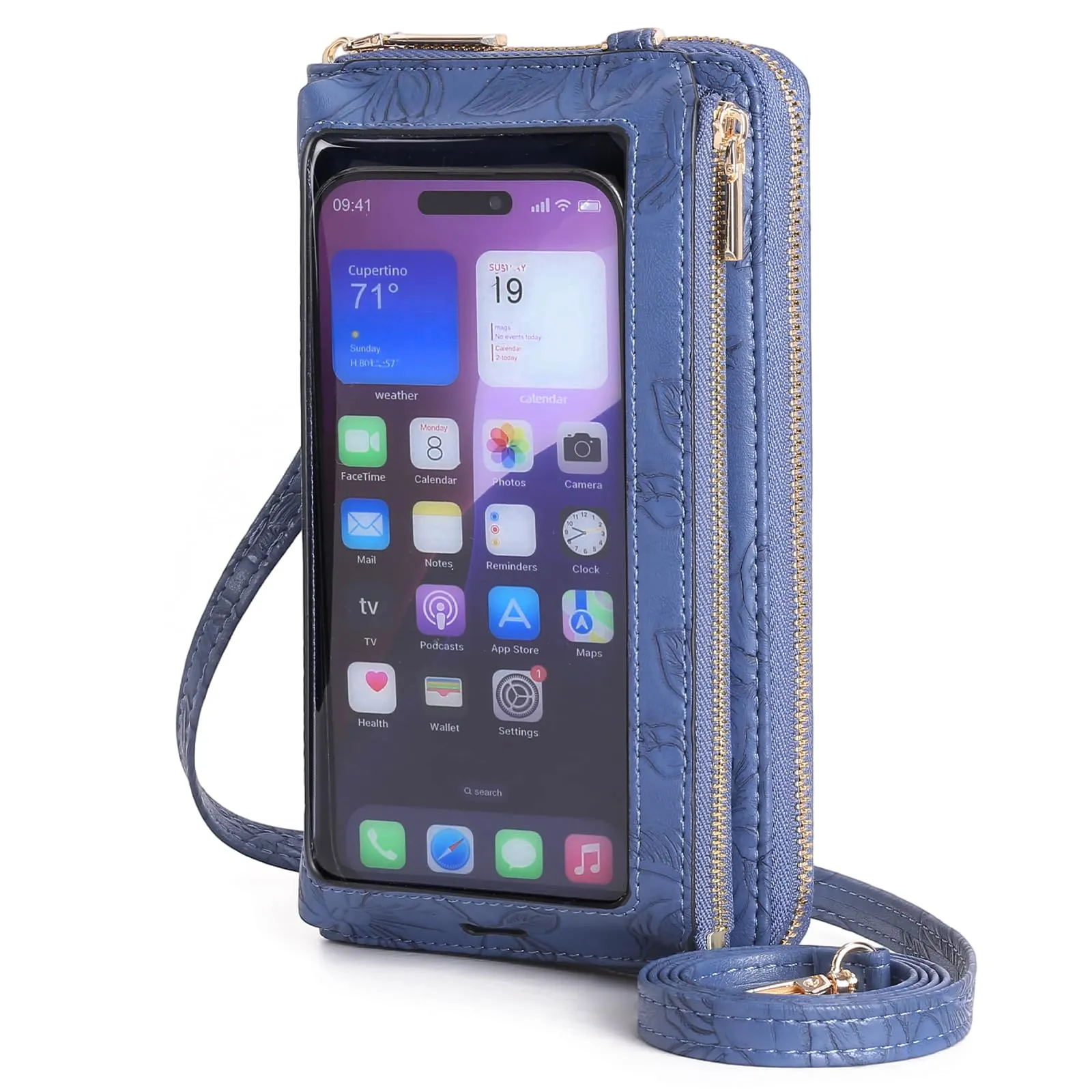 GOIACII Borsa a tracolla da donna in pelle con touchscreen A08 verde - immagine 1