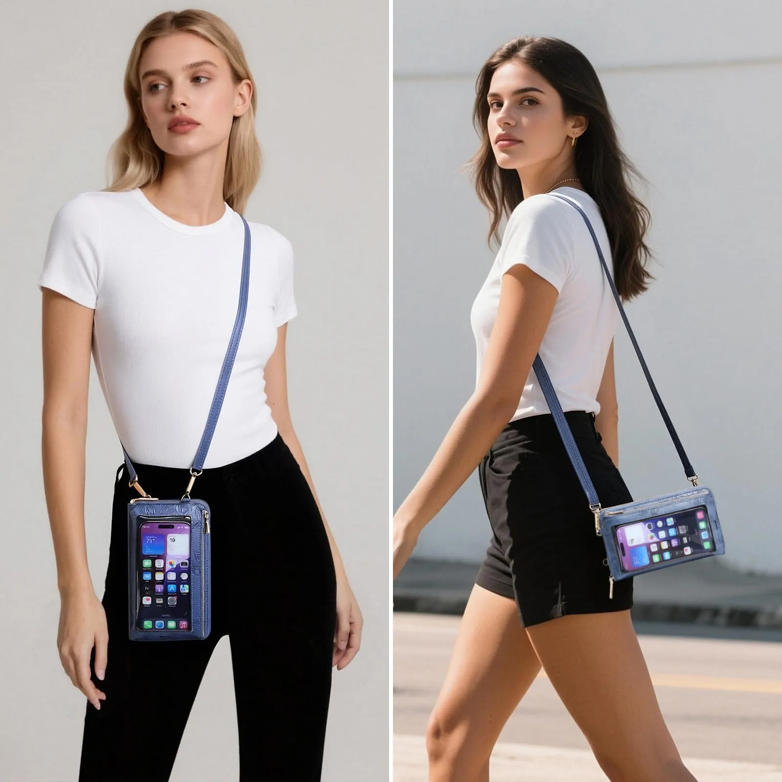 GOIACII Borsa a tracolla da donna in pelle con touchscreen A08 verde - immagine 2