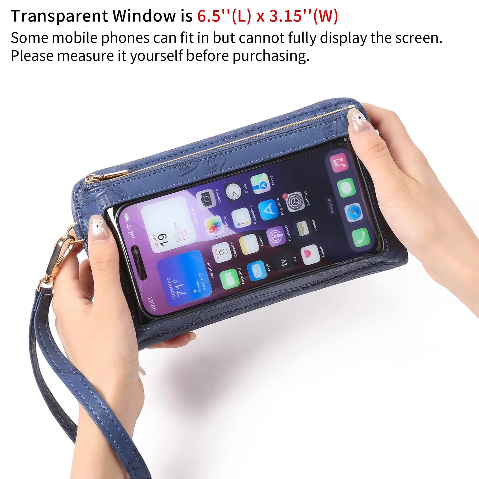 GOIACII Borsa a tracolla da donna in pelle con touchscreen A08 verde - immagine 3