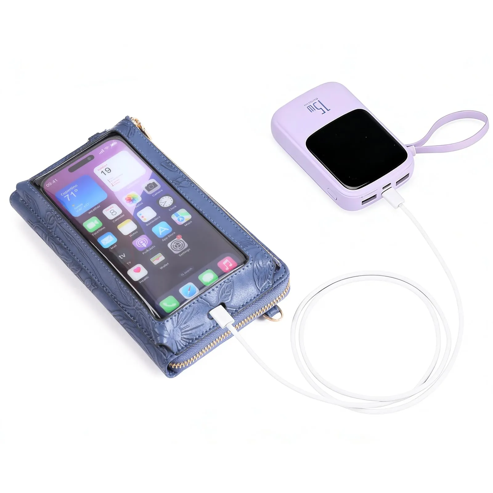 GOIACII Borsa a tracolla da donna in pelle con touchscreen A08 verde - immagine 4
