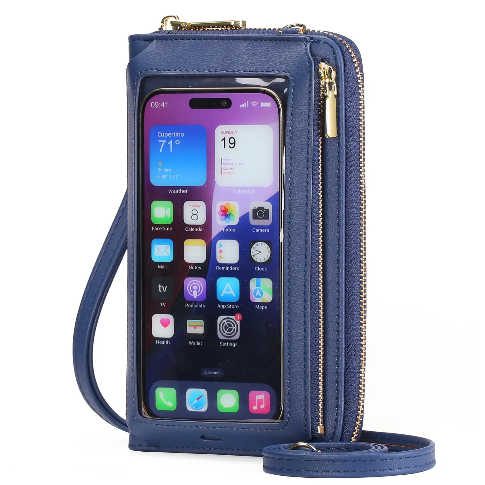 GOIACII Borsa a tracolla in pelle per cellulare con touchscreen, Blu Reale A13 - immagine 1