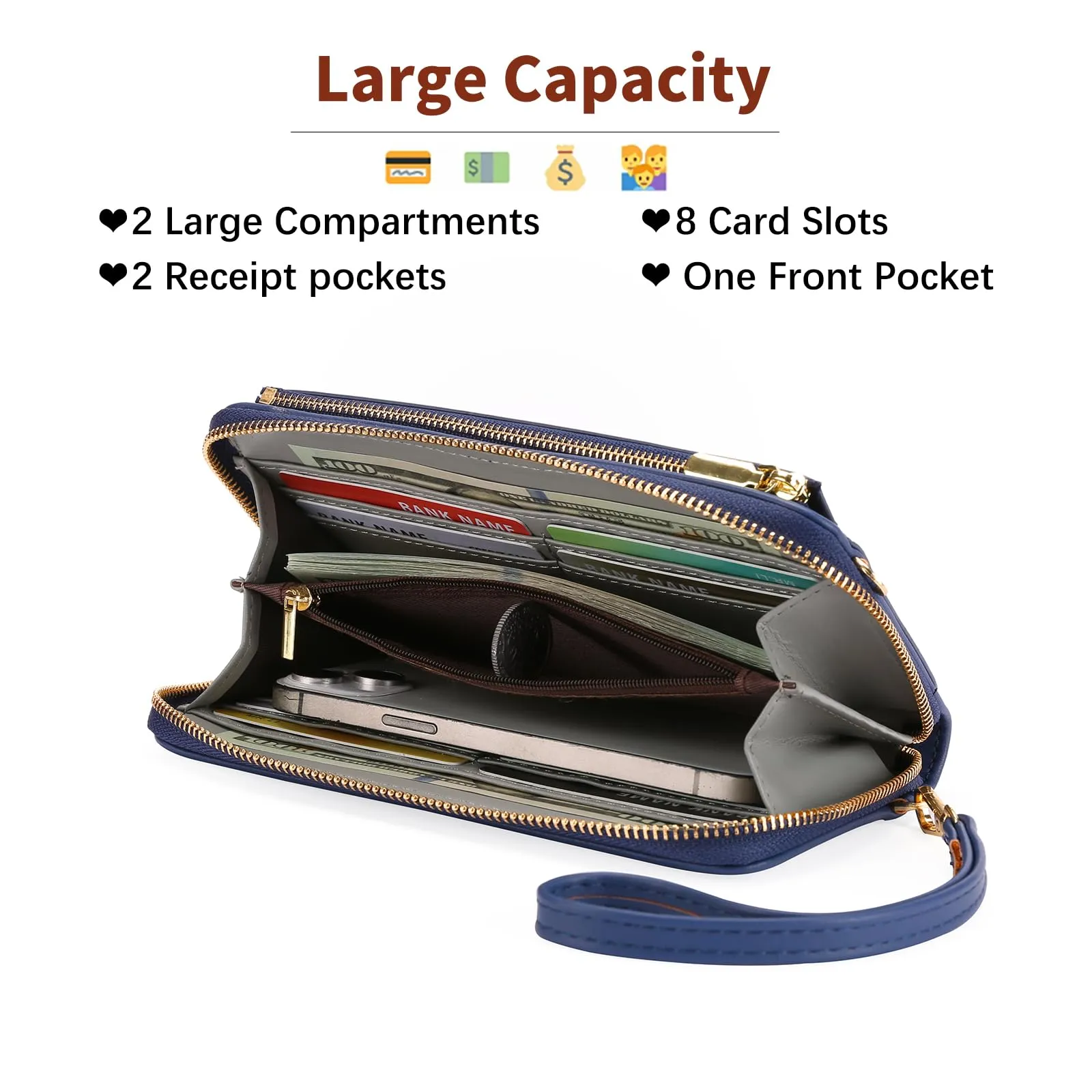 GOIACII Borsa a tracolla in pelle per cellulare con touchscreen, Blu Reale A13 - immagine 5