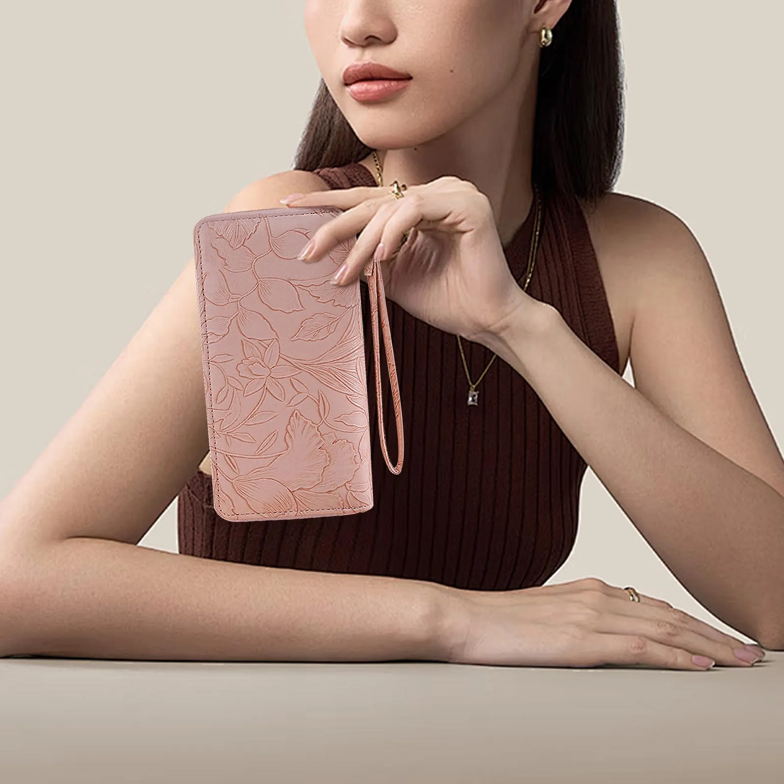 AdiStylinno Portafoglio Donna Lungo in Pelle PU, Stampa Floreale con Cerniera, 8 Slot per Carte e 4 Scomparti - immagine 6