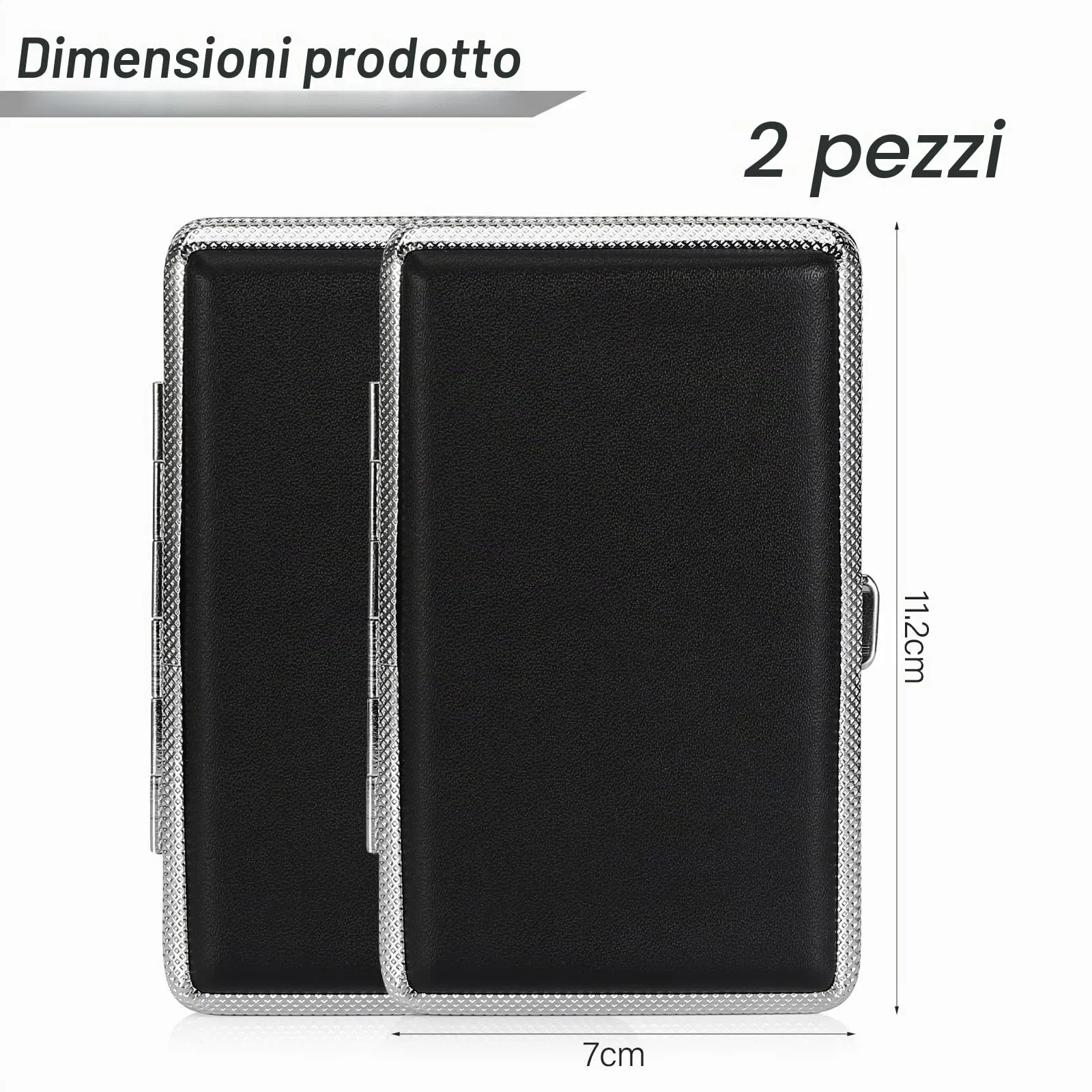Freyeeti Portasigarette Piccolo in Pelle e Metallo, 2 Pezzi - immagine 2
