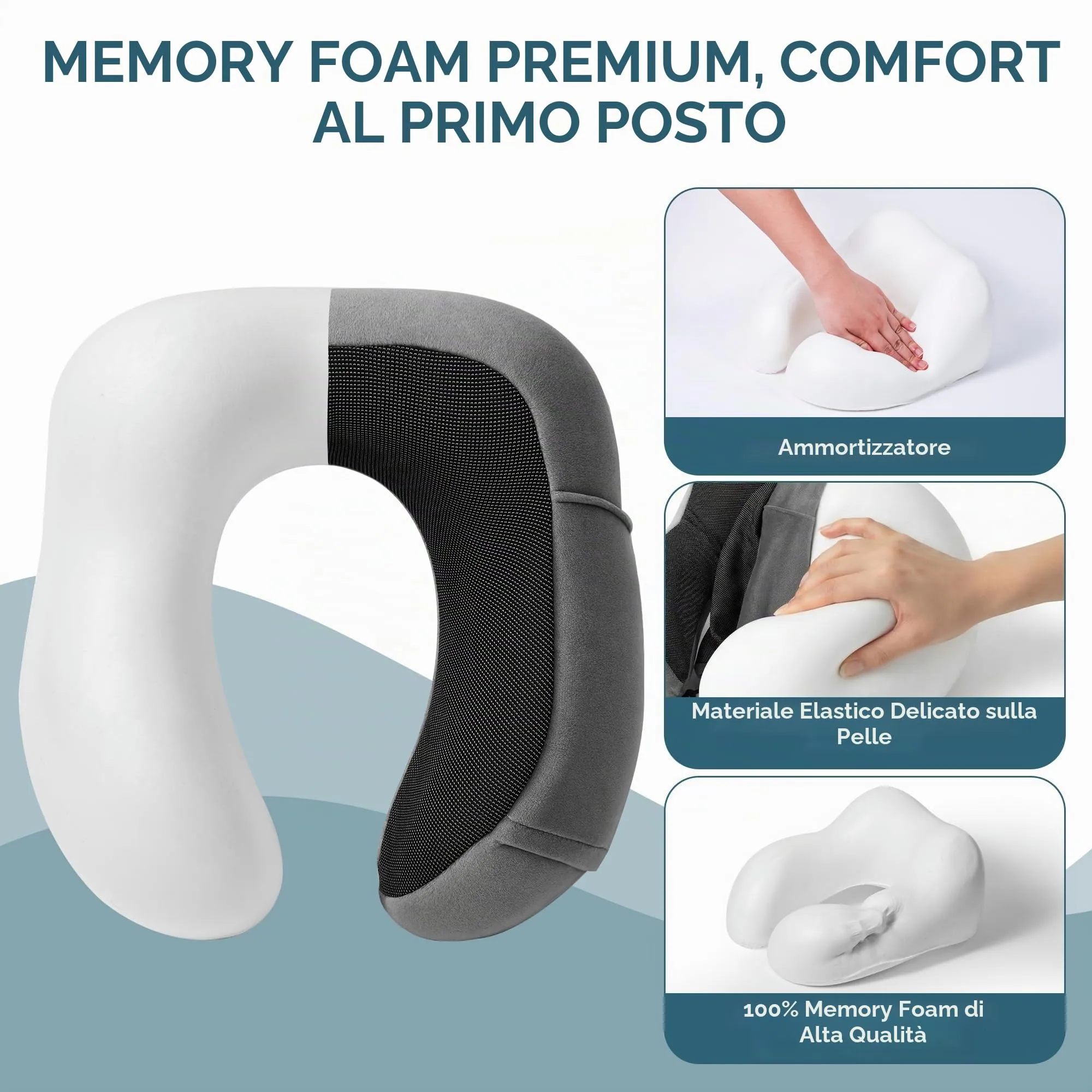 BAVATEE Cuscino da Viaggio per Collo in Memory Foam con Borsa per Trasporto, Mascherina e Tappi Auricolari - immagine 5