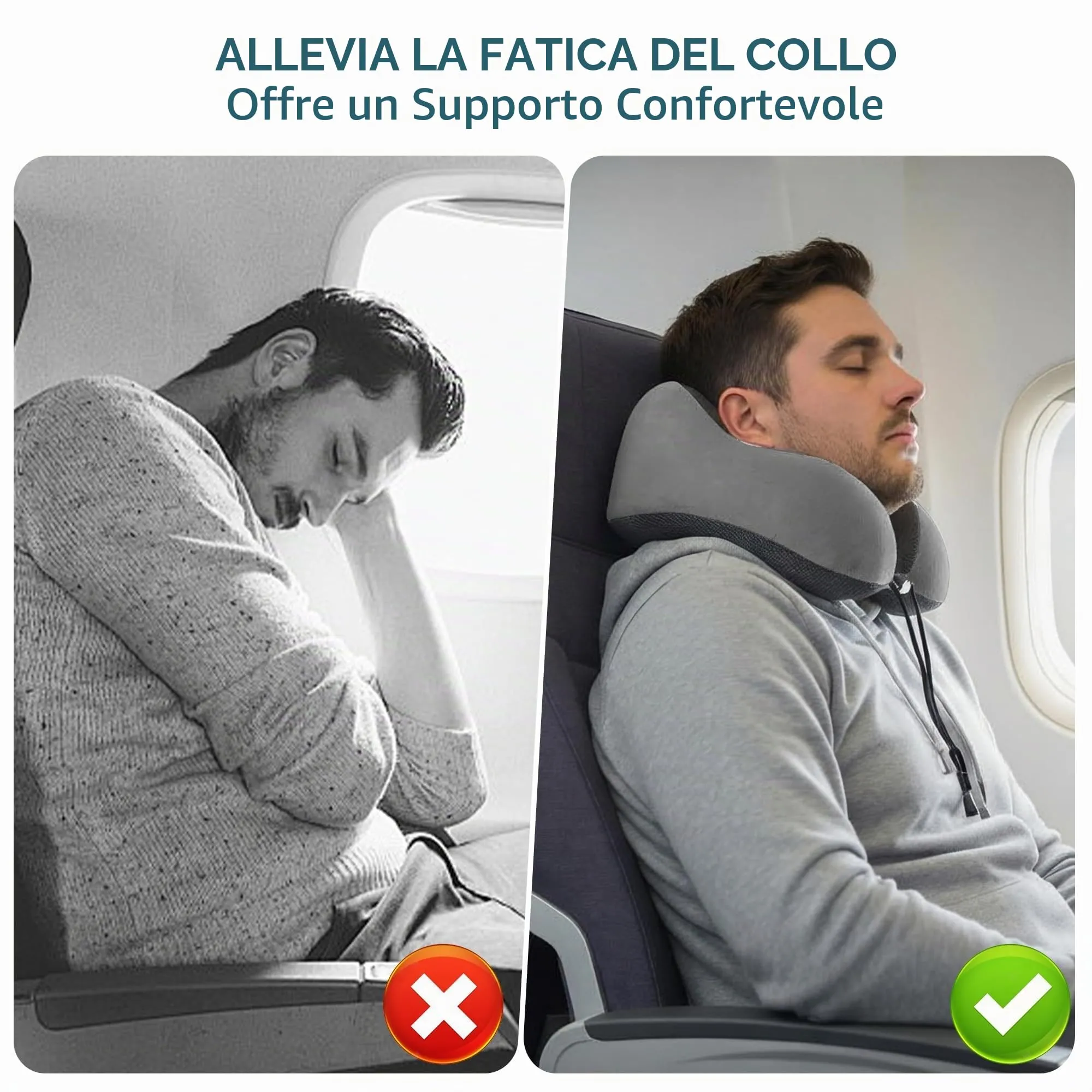 BAVATEE Cuscino da Viaggio Memory Foam per Collo con Borsa per Trasporto, Mascherina per Dormire e Tappi Auricolari - immagine 6