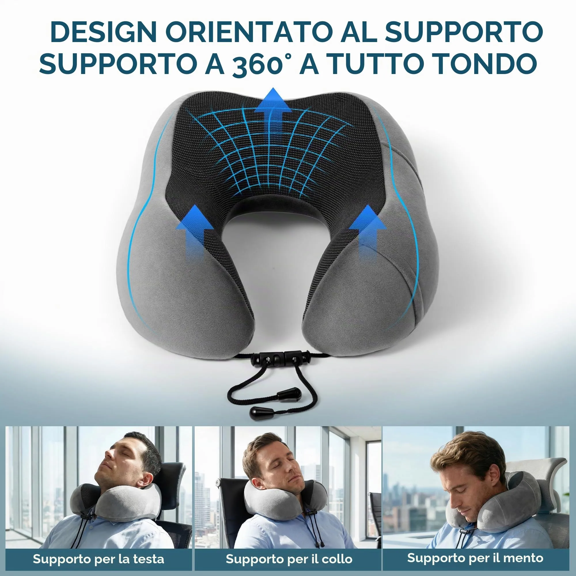 BAVATEE Cuscino da Viaggio per Collo in Memory Foam con Borsa per Trasporto, Mascherina per Dormire e Tappi Auricolari - immagine 3