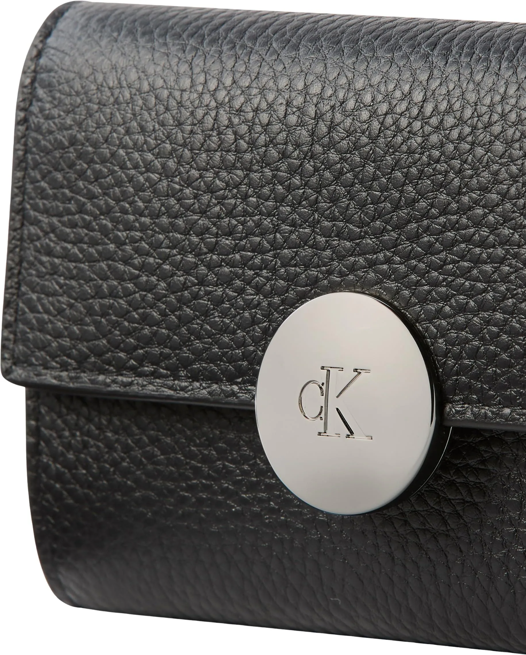 Calvin Klein Donna Round Pebble Trifold Portafoglio in Pelle, Nero - immagine 3